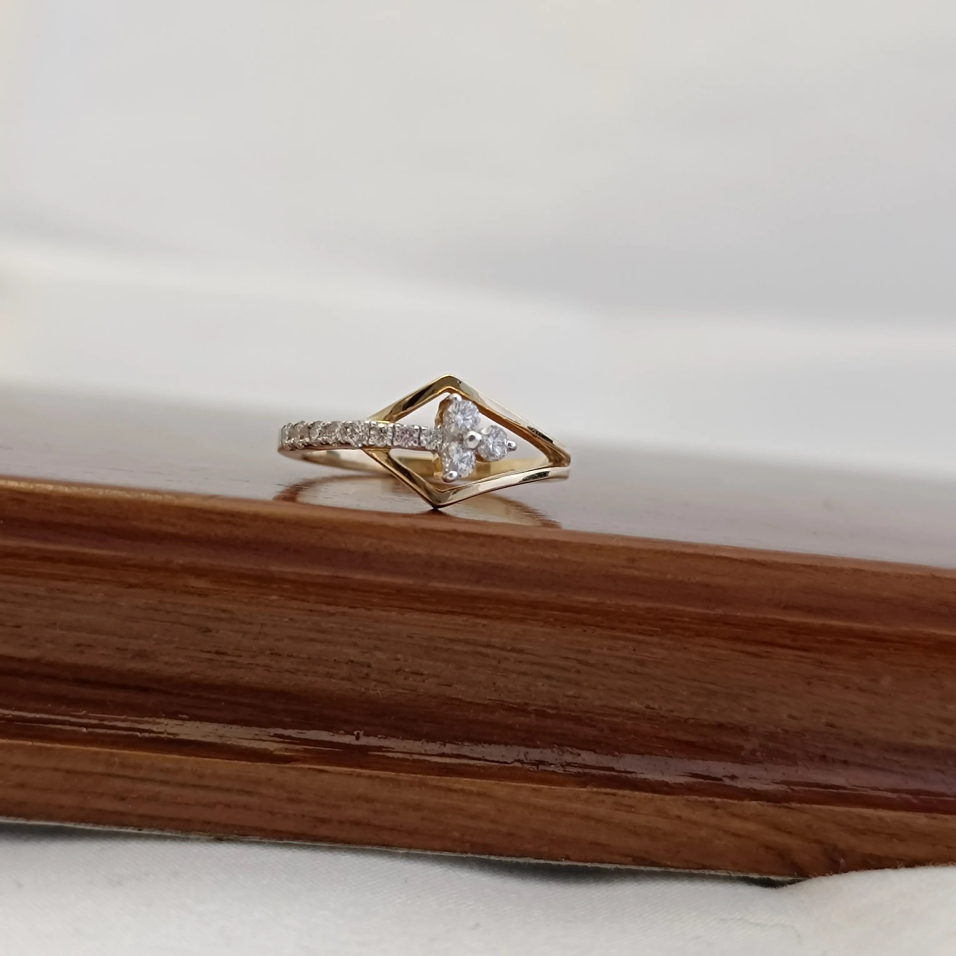 Namivaa Vmg60 14K Rose Gold Diamond Cluster Ring Geometric Open Frame Design Elegant Engagement Ring Micro Insert Women Gift