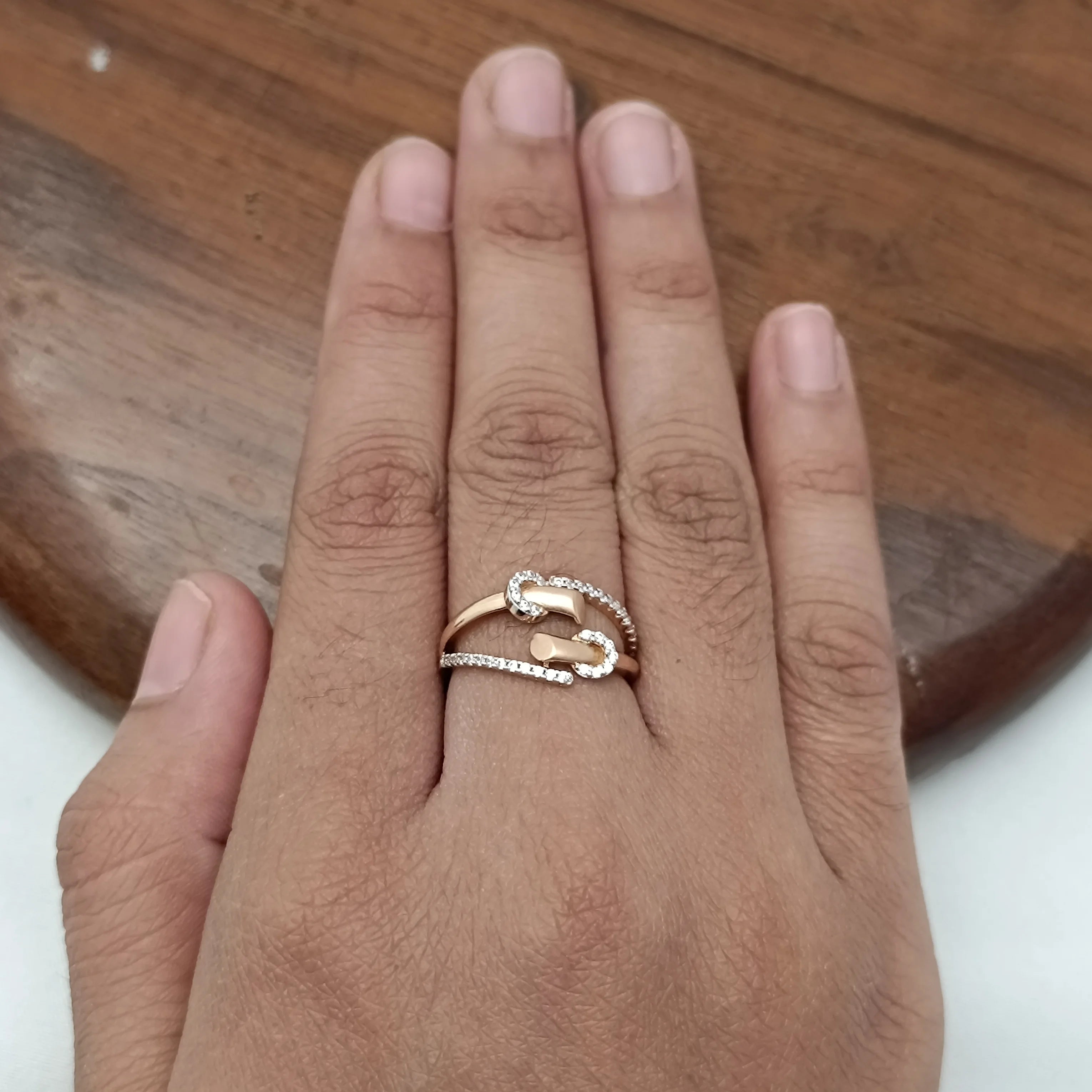 Namivaa Open Wrap Ring Modern Nail Inspired Design Pave Set Statement Women Elegant Party Finish Gift