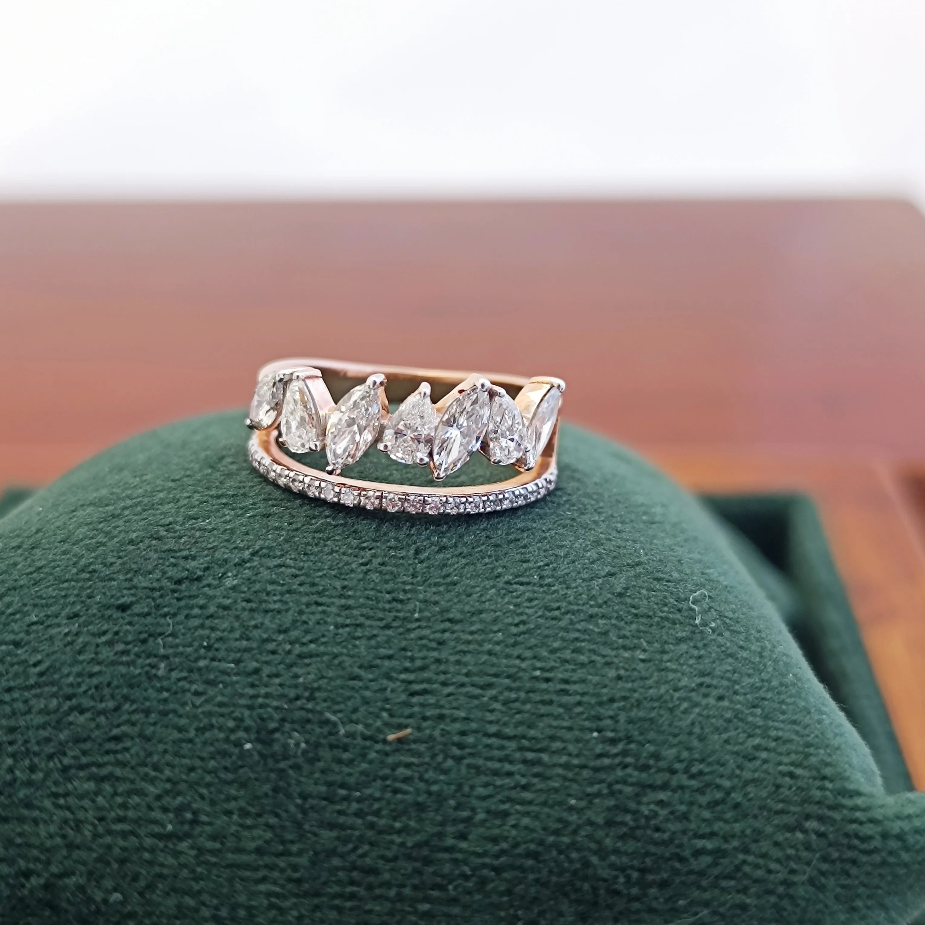 Namivaa 14ct Gold Marquise Cut Diamond Cluster Wedding Band Ring for Women Elegant Vintage Engagement Party Jewelry No reviews yet