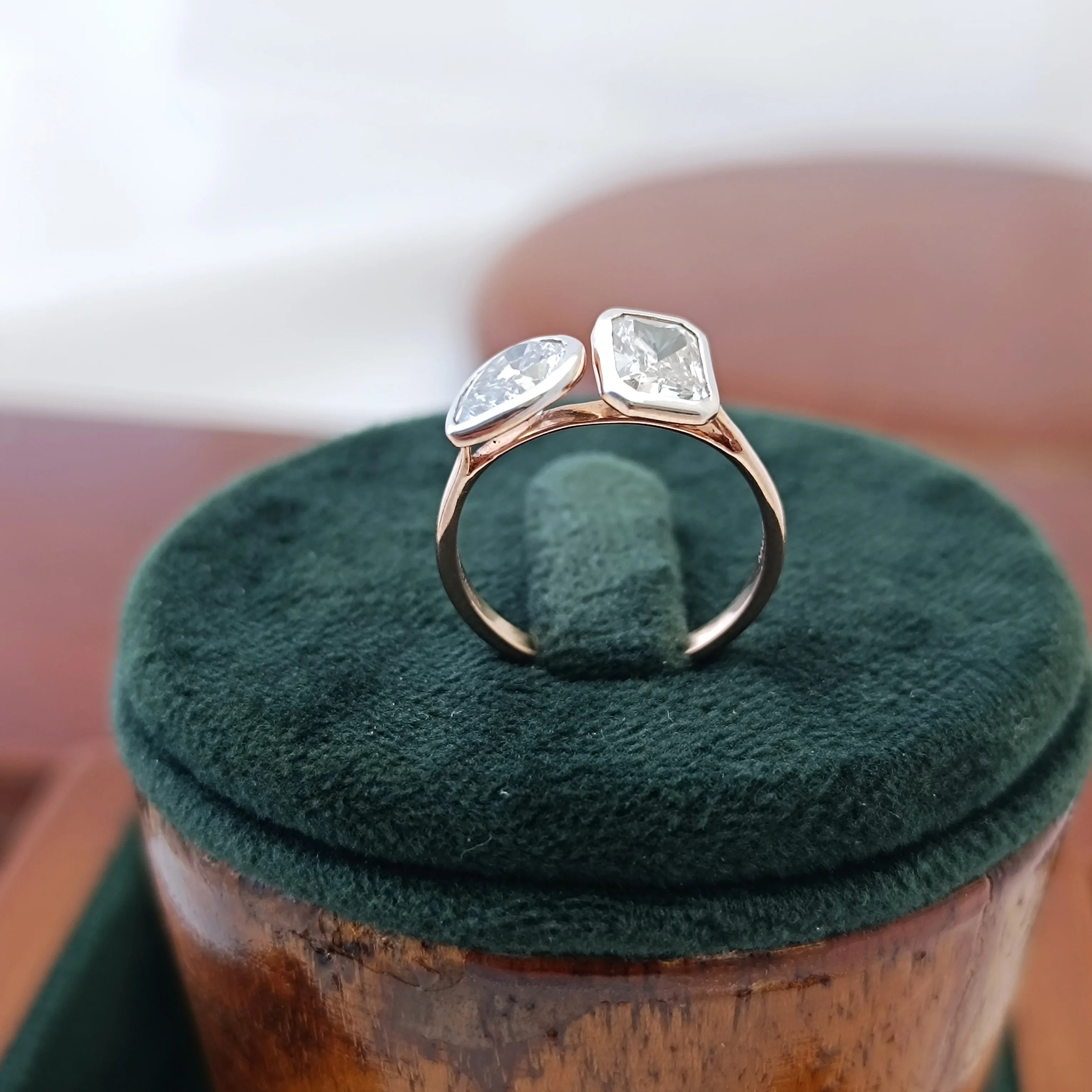 Namivaa 14ct Gold Pear Cut Open Ring Women Modern Toi Et Moi Engagement Ring Elegant Wedding Party Fine