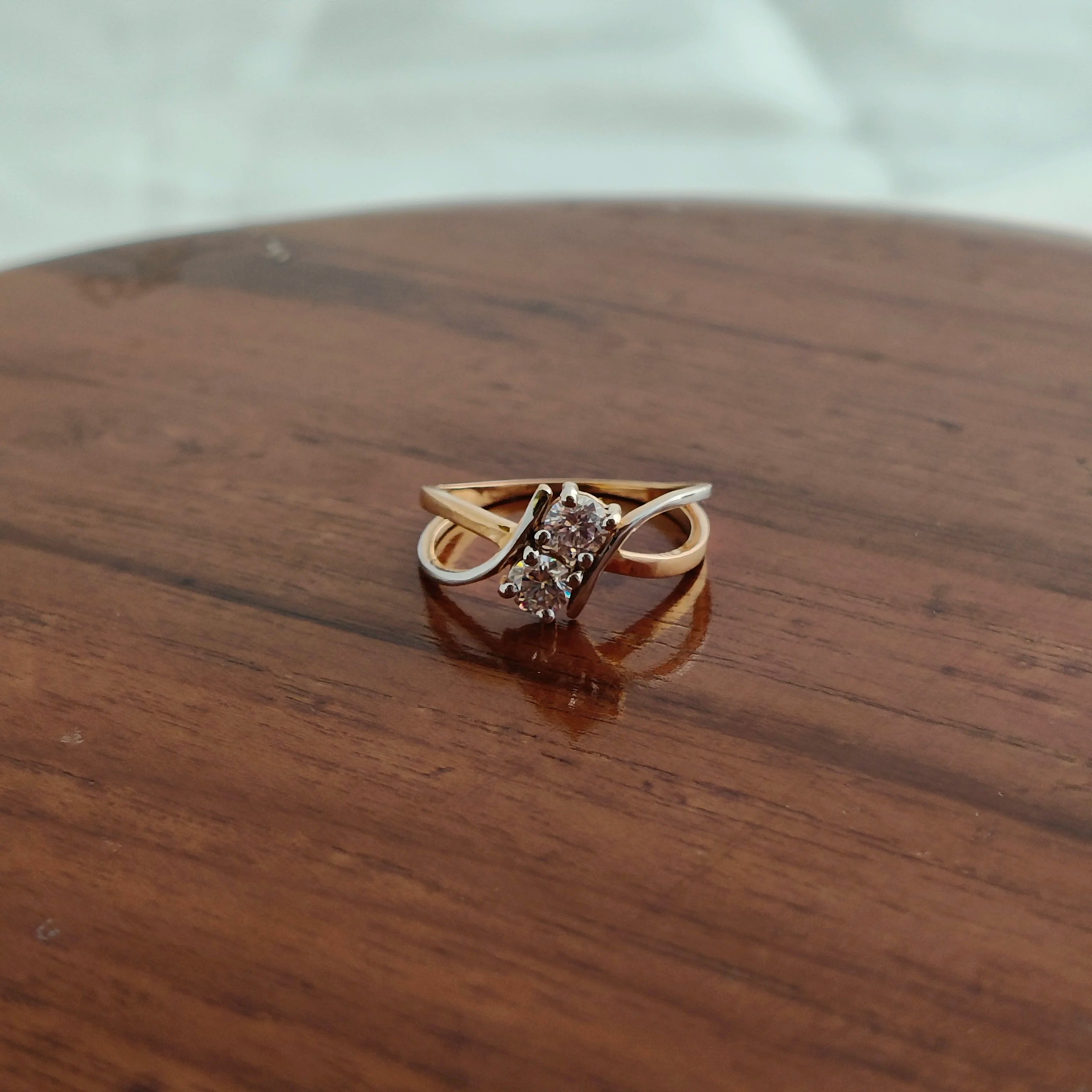 Namivaa 18K Rose Gold Brilliant Cut Diamond Cluster Engagement Ring Women Modern Open Band Bridal Wedding Promise Fine