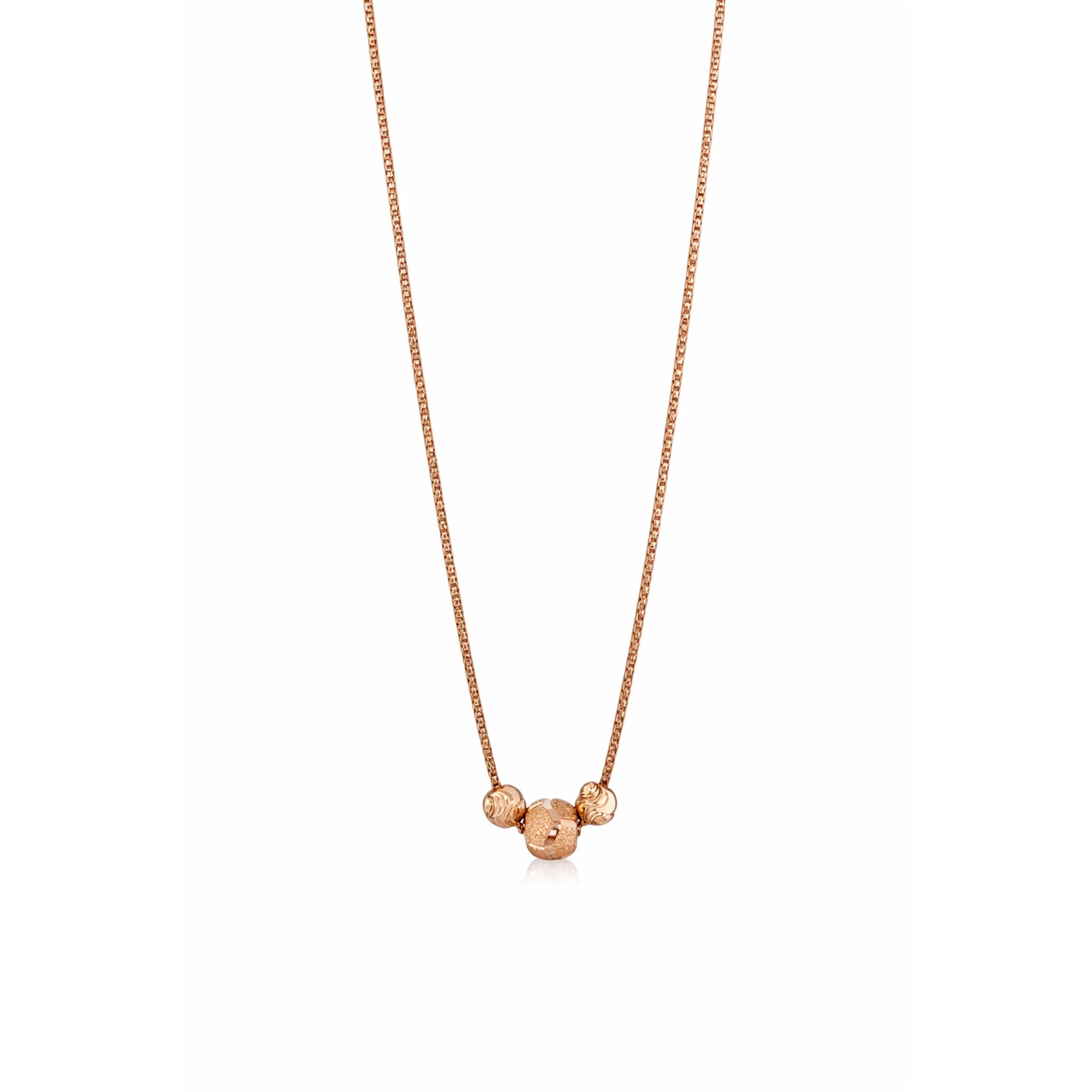 Women's Solid Box Chain Necklace with Ball Shape and Textured Bead Center Romantic Gift Jewelry for Festival