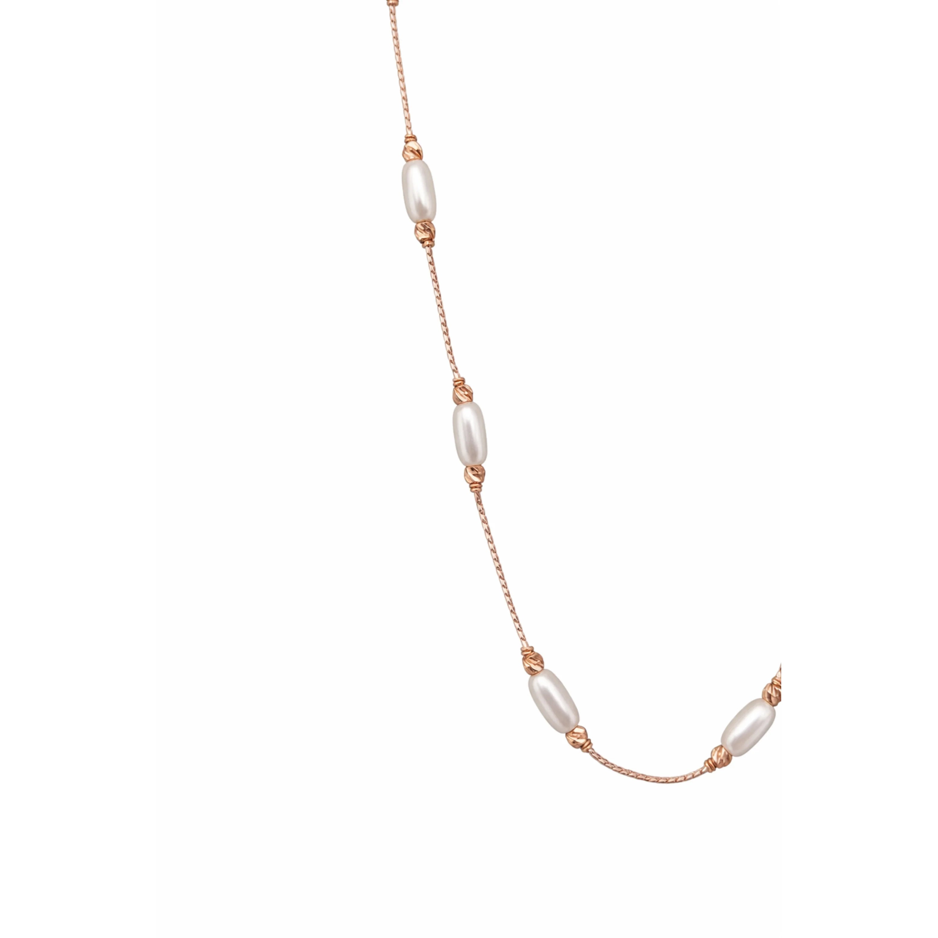 Fashion 18K Rose Gold Oval Pearl White Diamond Statement Necklace for Women Minimalist Link Chain Elegant Jewelry