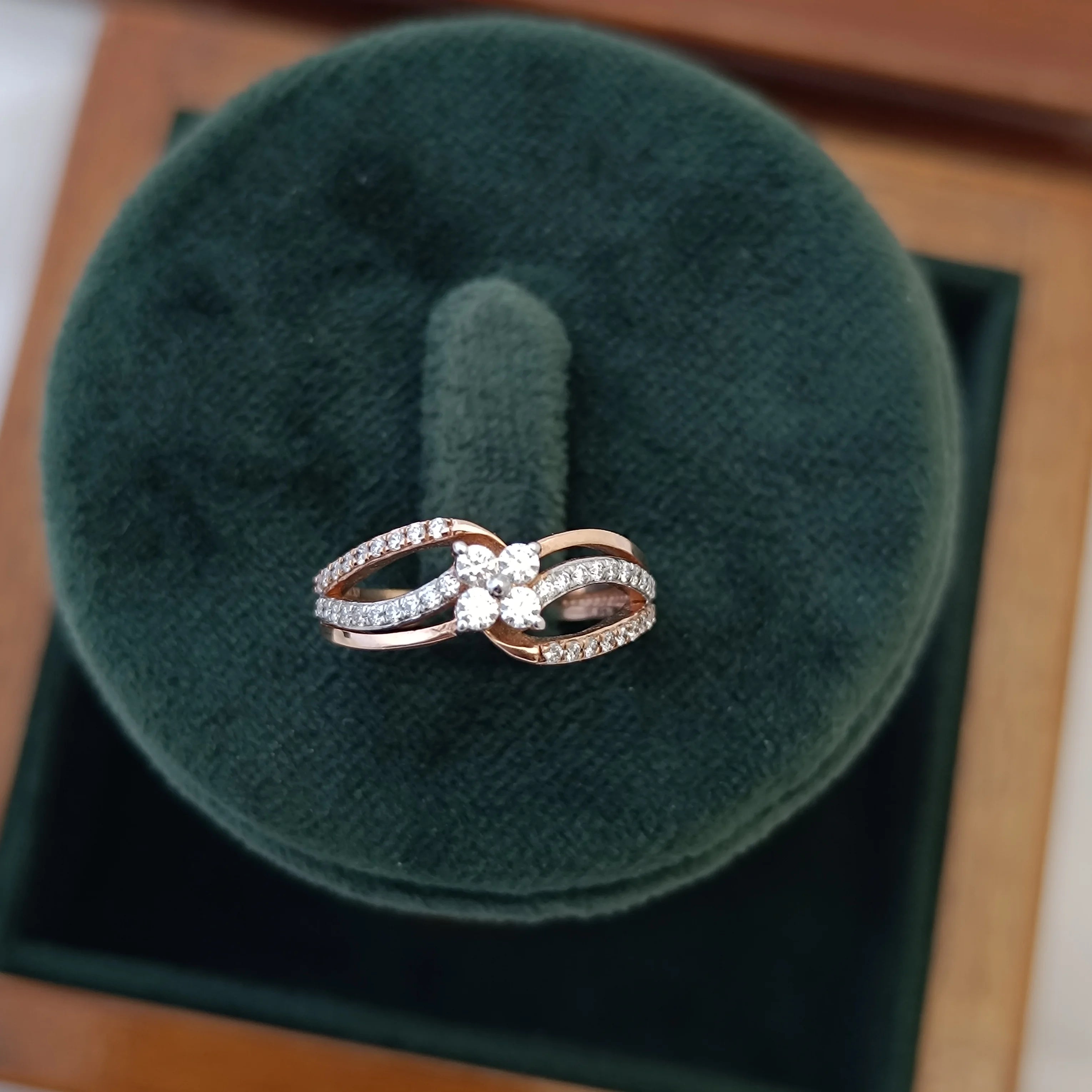 Namivaa Other Flower Cluster Women Elegant Twist Band Engagement Wedding Ring Fine Jewelry High Polish Finish