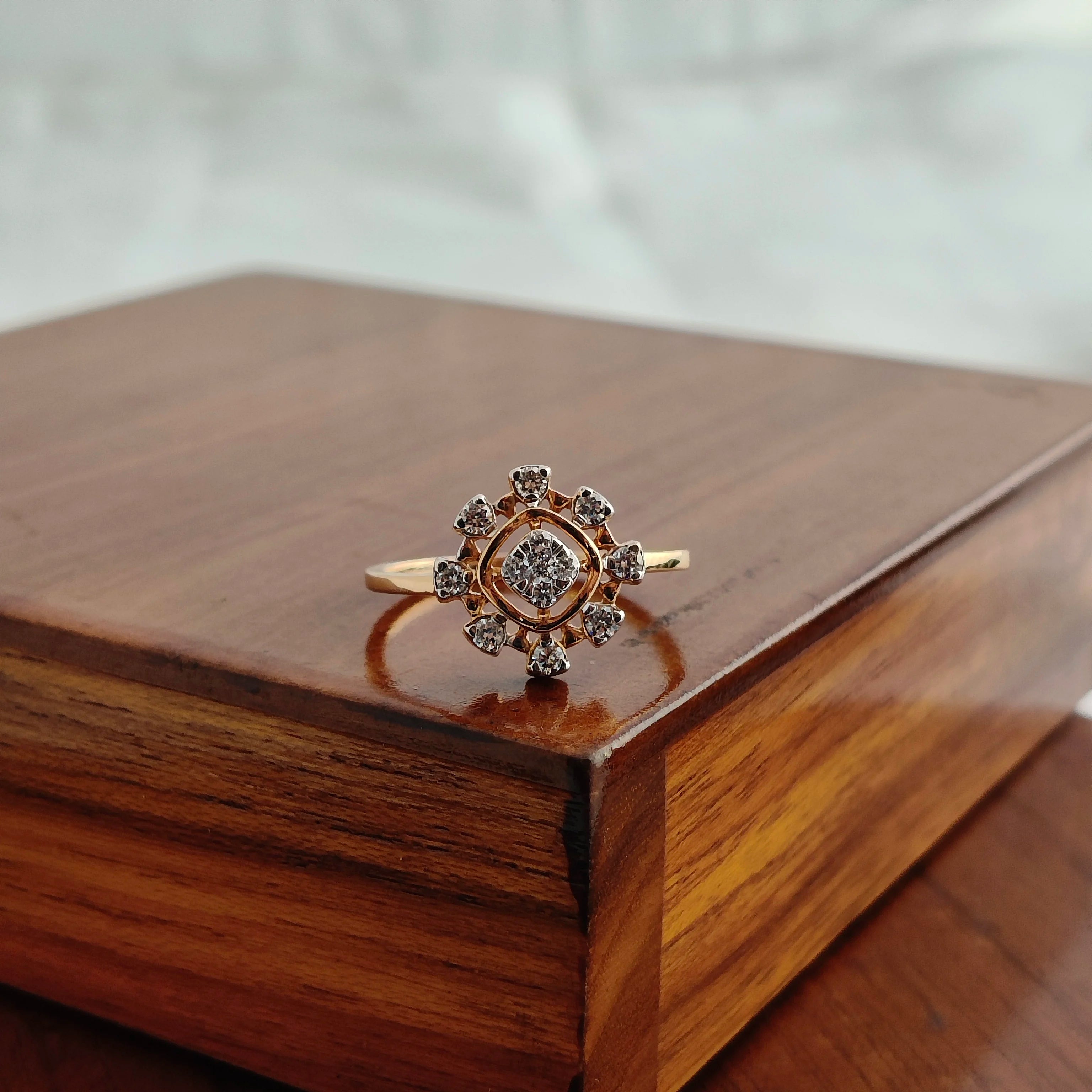 Namivaa Floral Halo Engagement Ring Women Vintage Cluster Bridal Wedding Promise Ring Fine Jewelry High Polish