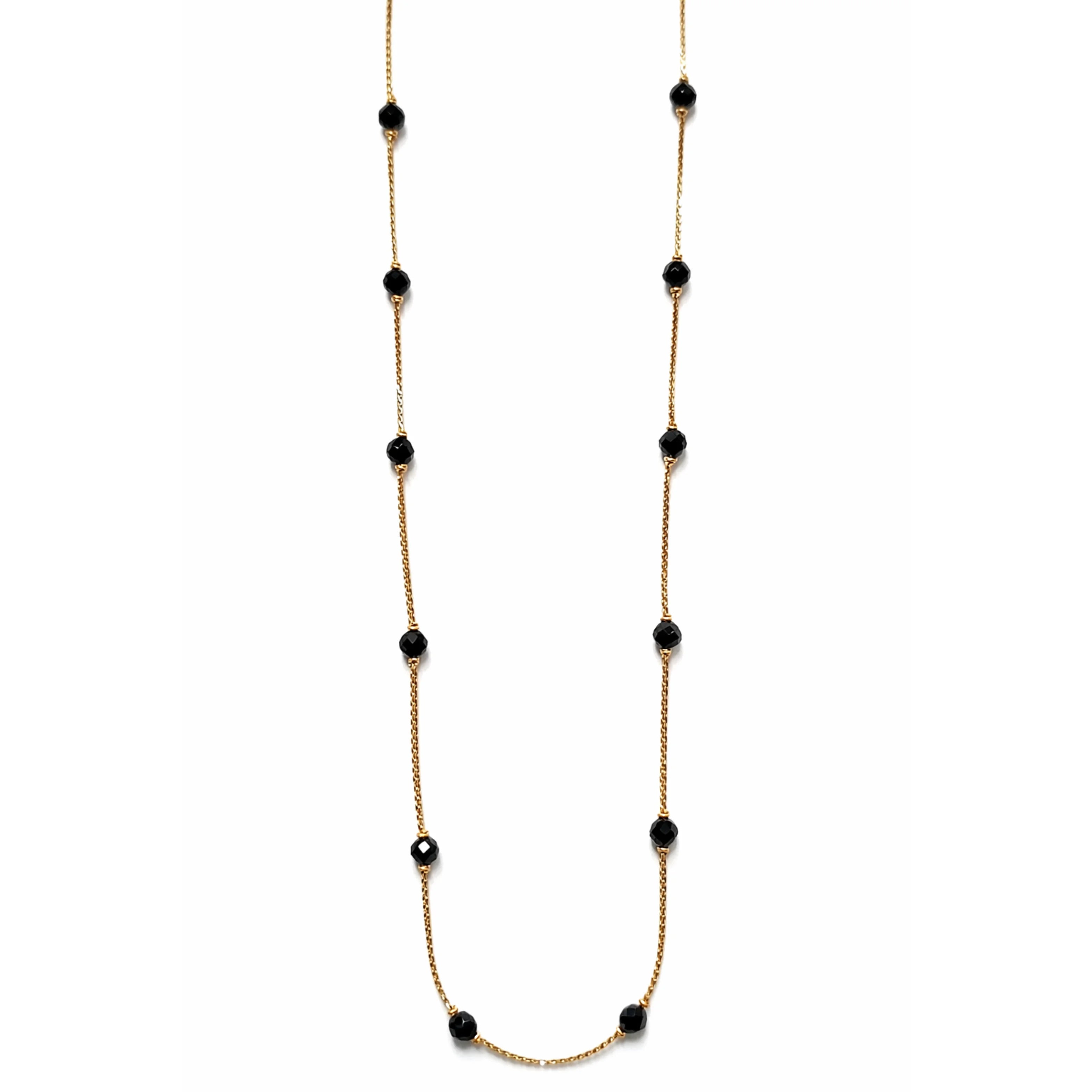 Fashion 18K Rose Gold Black Bead Link Chain Statement Necklace Women Minimalist Elegant Jewelry Gift