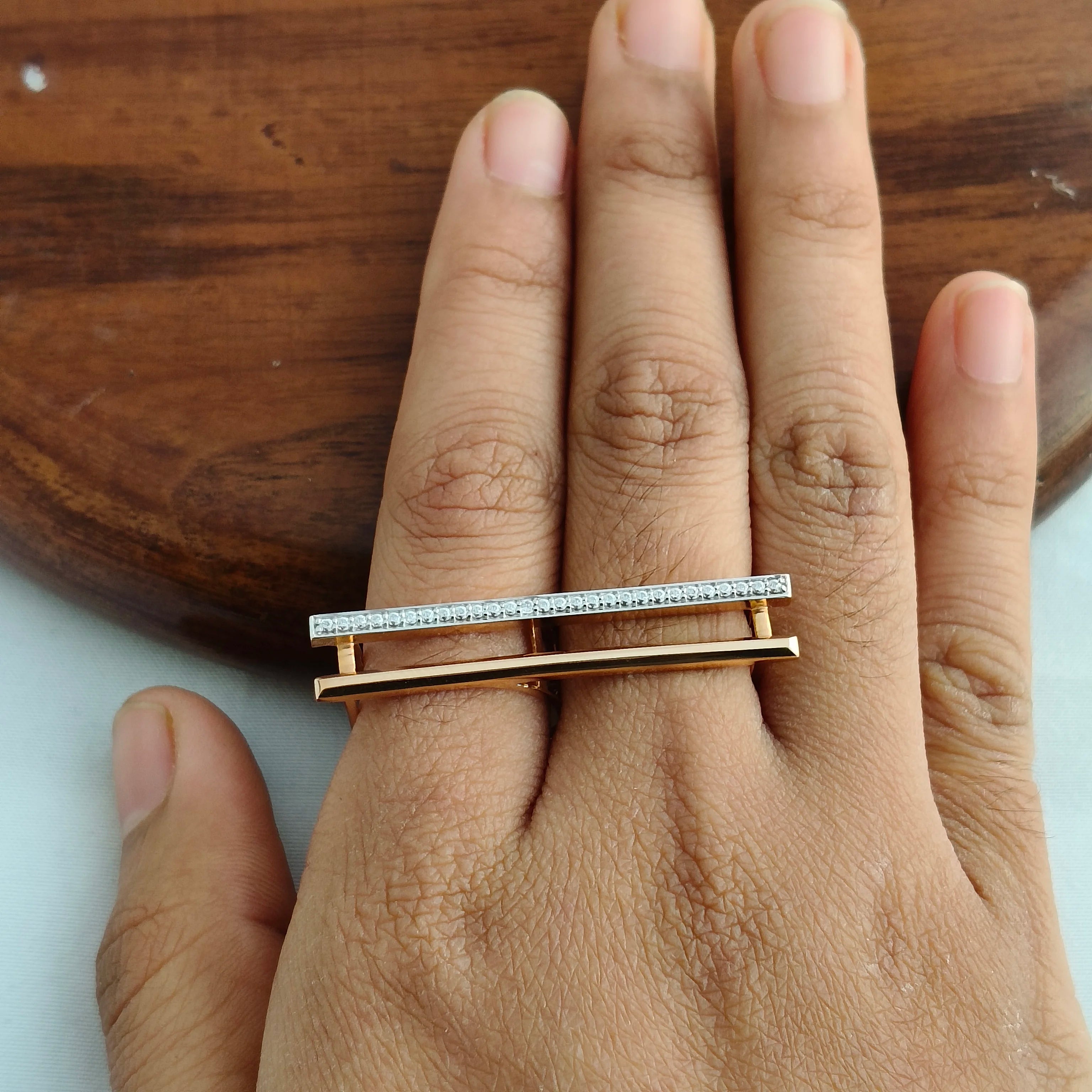 Namivaa Micro Insert Open Wrap Bypass Ring Women Minimalist Solitaire Style Wedding Anniversary Party Fine Jewelry Gift