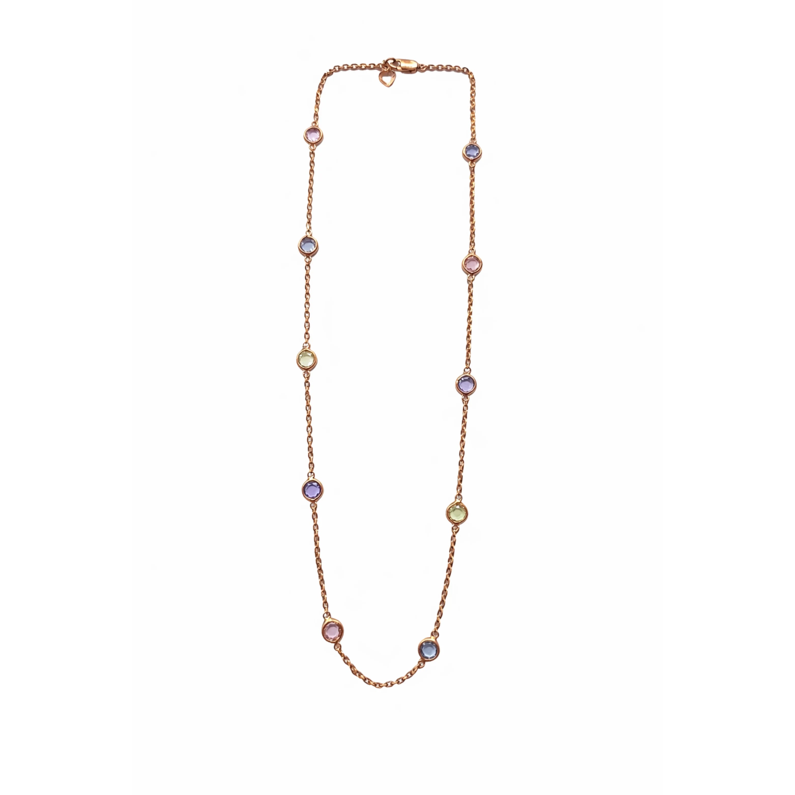 Namivaa Women's Party Solid Chain Necklace with Multicolor Stones Claw Setting Elegant Jewelry Made in India