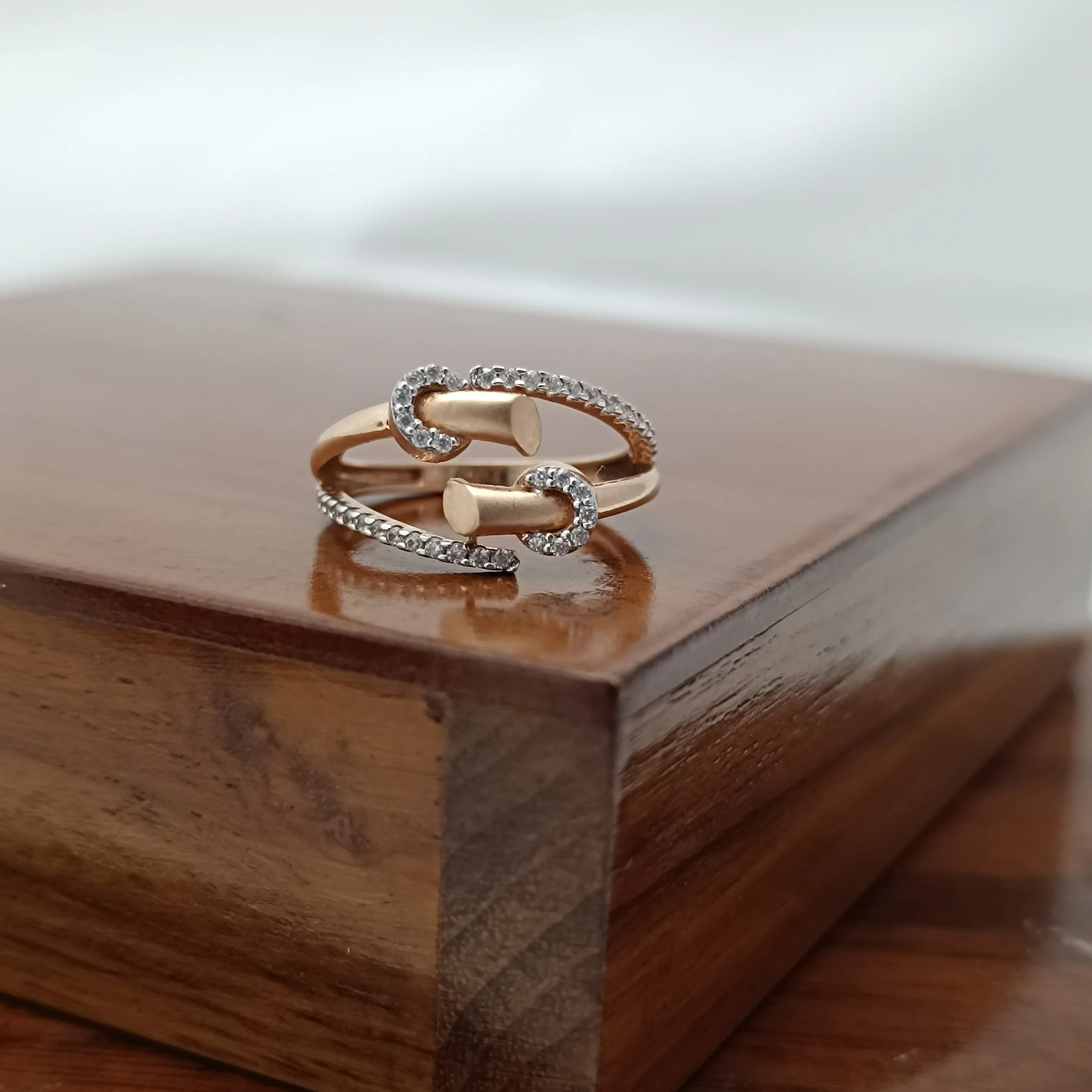 Namivaa Open Wrap Ring Modern Nail Inspired Design Pave Set Statement Women Elegant Party Finish Gift