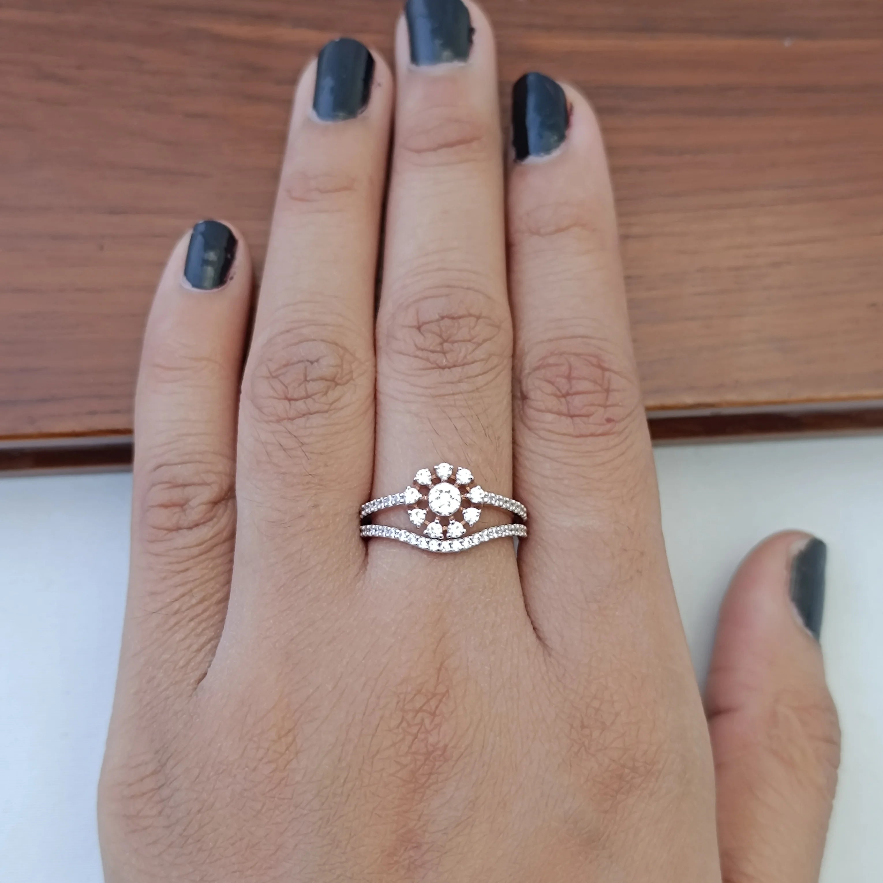 Namivaa Butterfly Flower Twist Ring Women's Elegant Curved Band Design Wedding Party Micro Insert Fine Jewelry Gift
