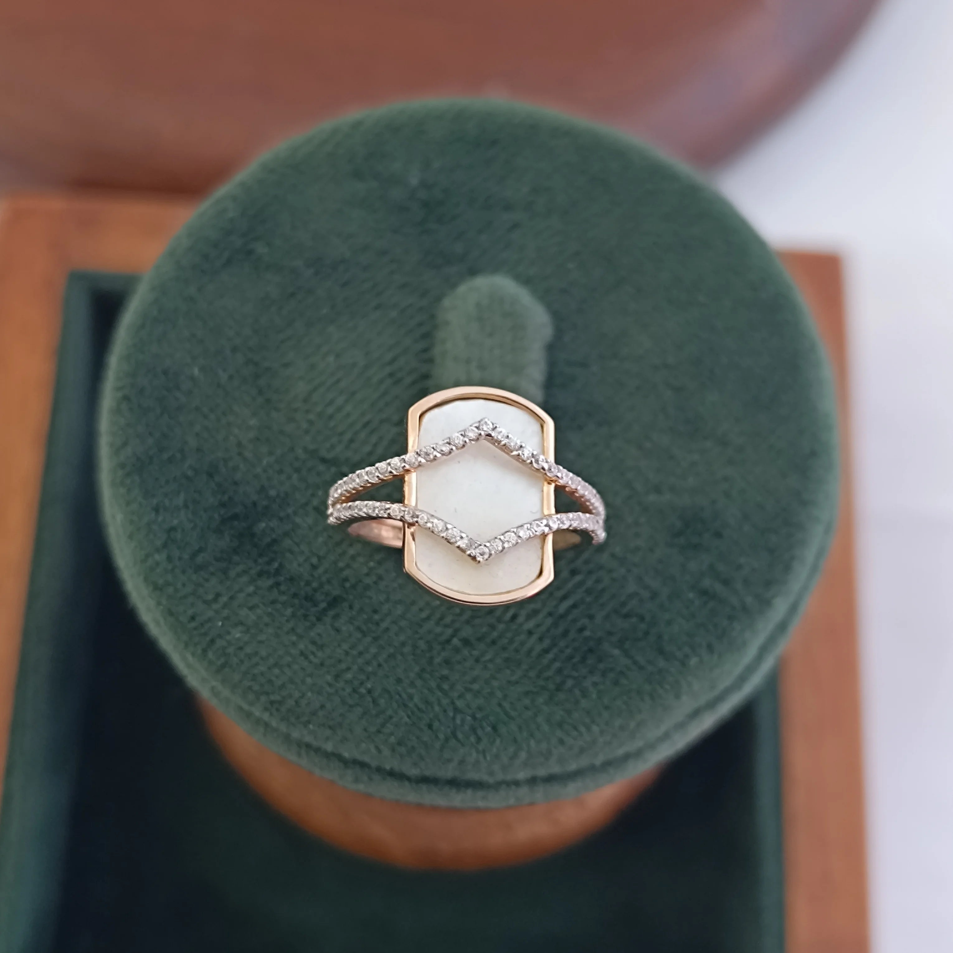 Namivaa Geometric Hexagon Design Elegant Statement Party Halo Ring for Women