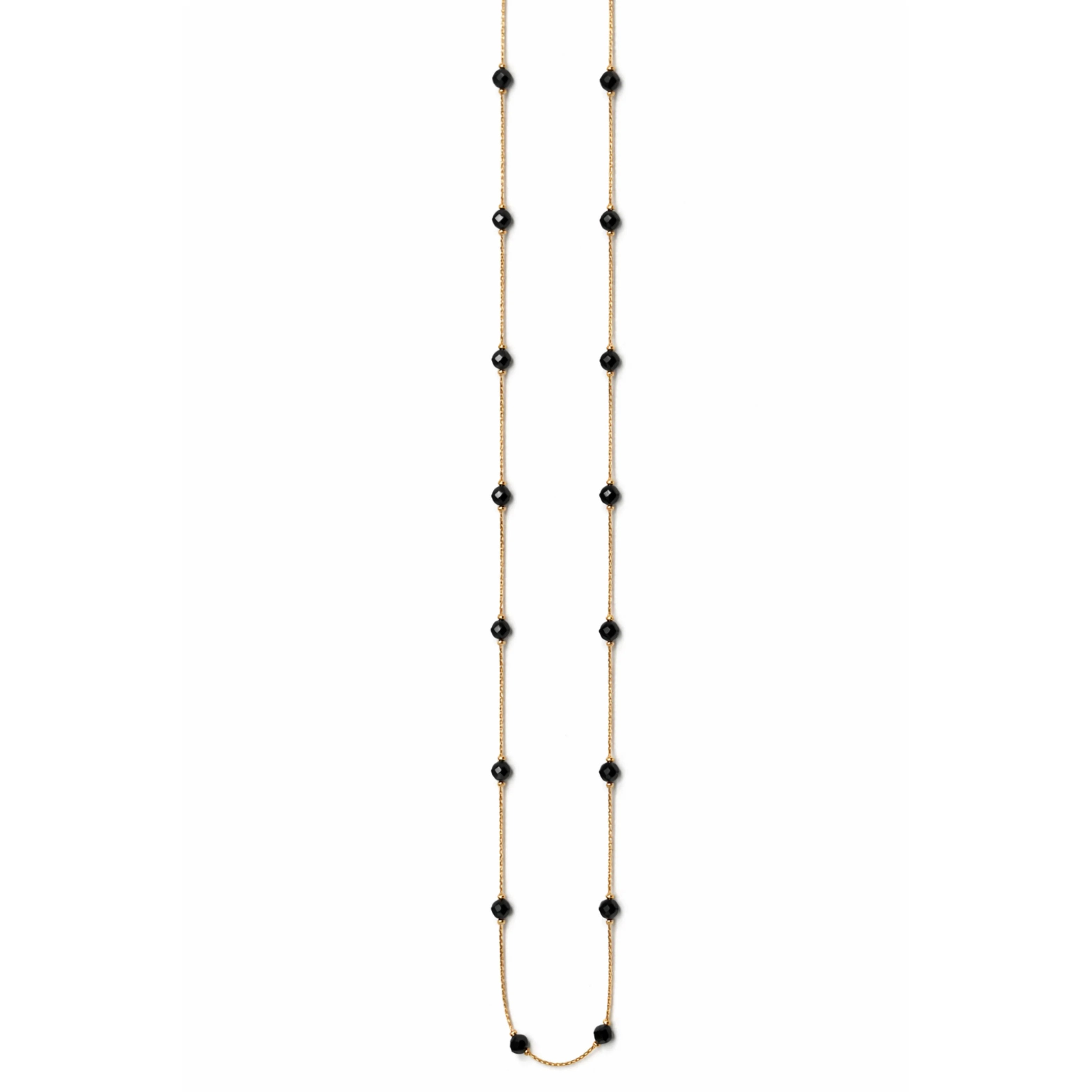 Fashion 18K Rose Gold Black Bead Link Chain Statement Necklace Women Minimalist Elegant Jewelry Gift