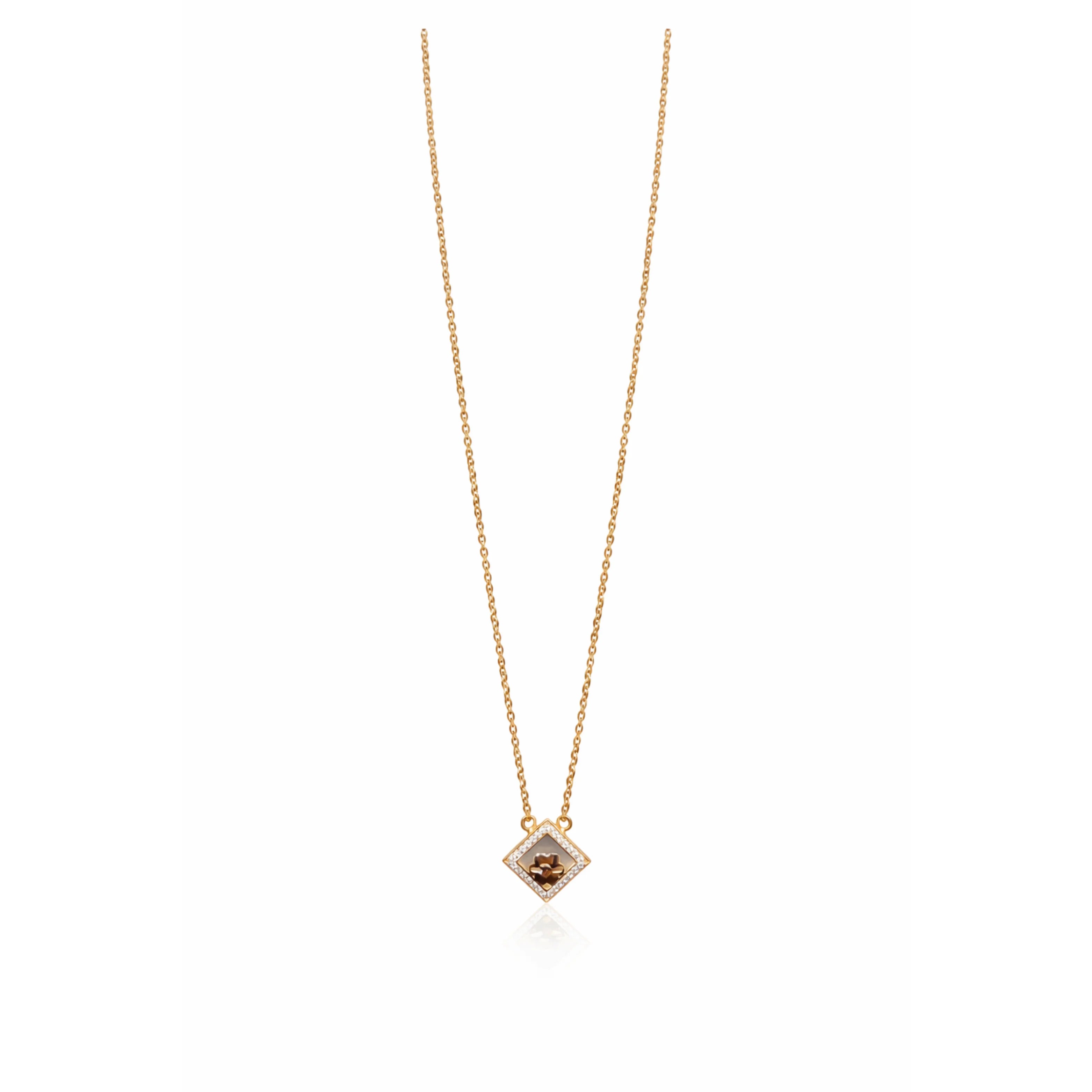 Namivaa Fashion 18K Rose Gold Flora Diamond Frame Pendant Necklace Women Elegant White MOP Link Chain Jewelry Gift