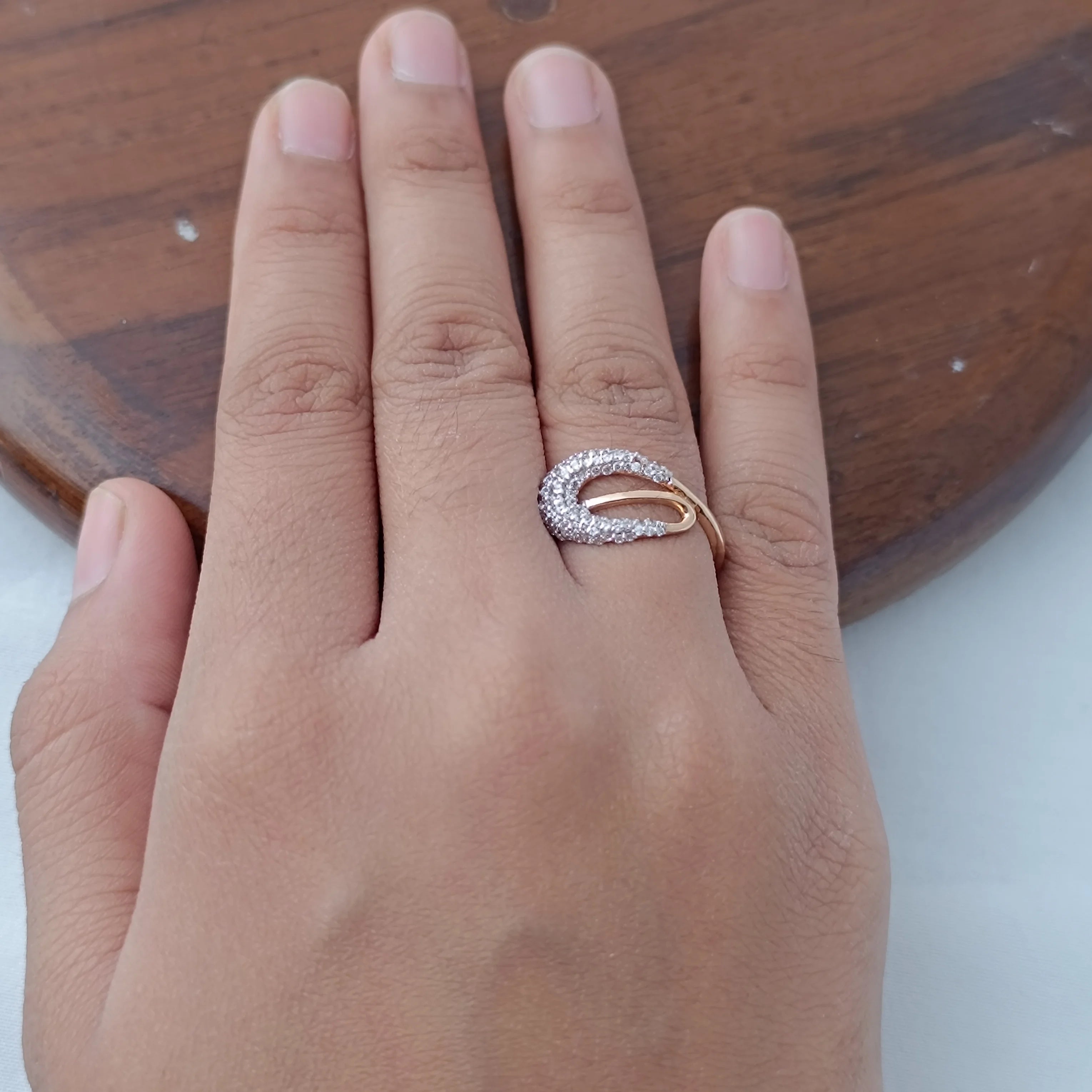 Namivaa Curved Wrap Design Statement Cocktail Ring for Women Elegant Party Wedding Jewelry Polished