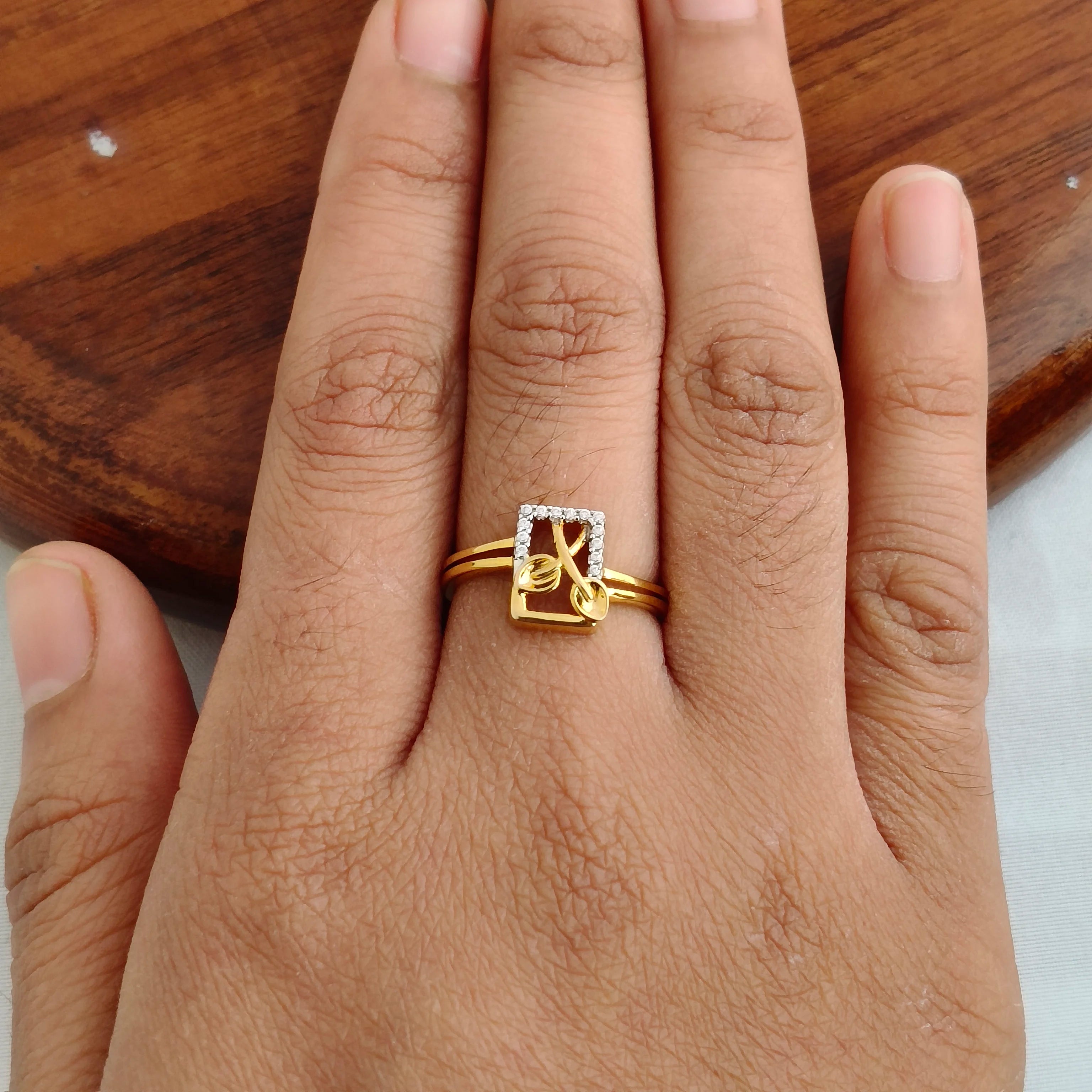 Namivaa Geometric Floral Square Gemstone Ring Women Modern Minimalist Wedding Anniversary Party Fine Jewelry Gift
