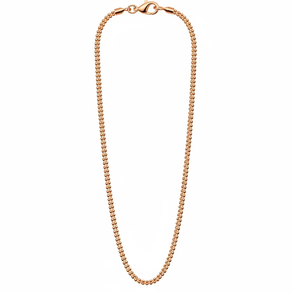 18ct Rose Gold Ball Chain Necklace with Bezel Setting Classic Minimalist Women's Daily Jewelry
