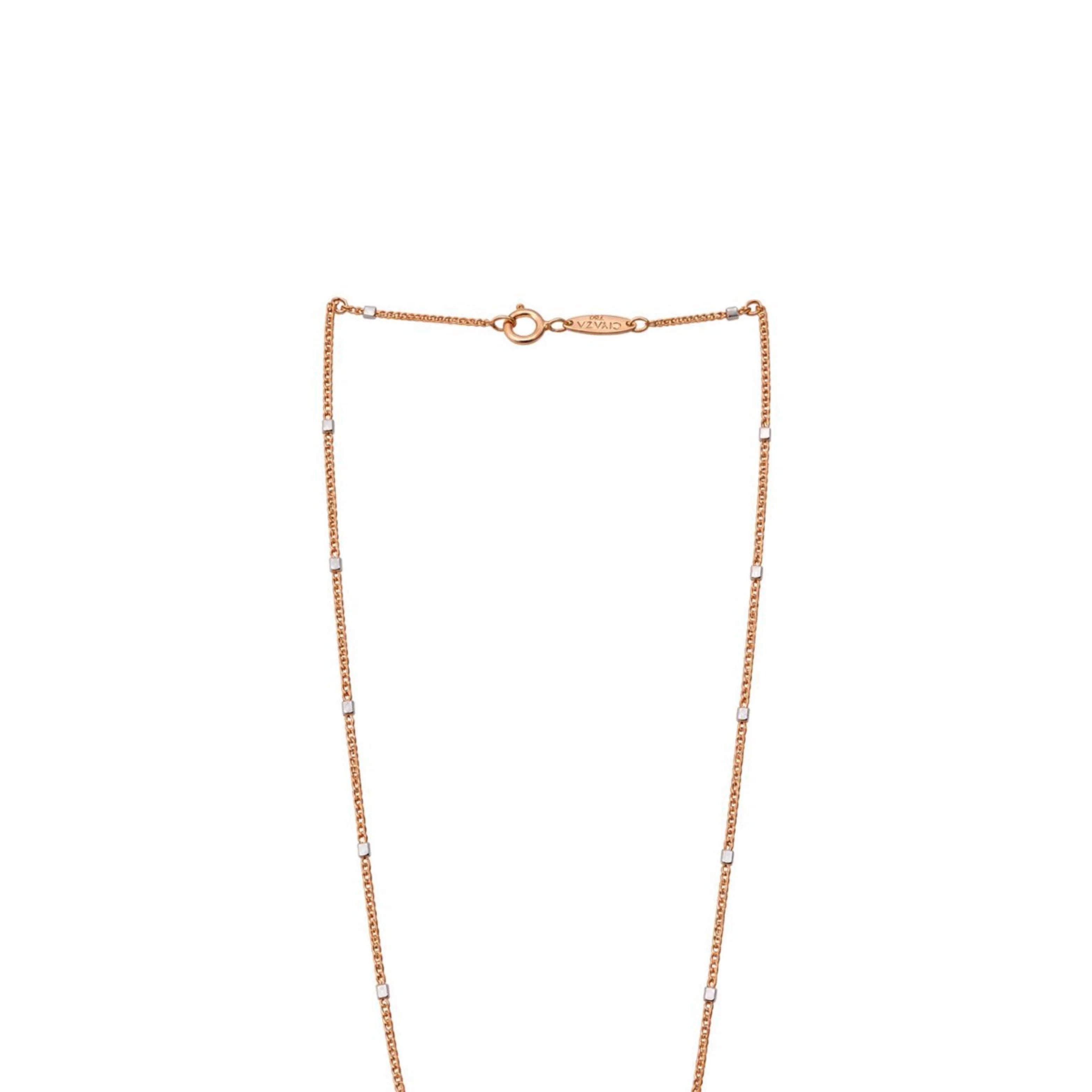 Solid 18K Rose Gold Snake Chain Necklace with Bar Accents Minimalist Elegant Women's Party Jewelry
