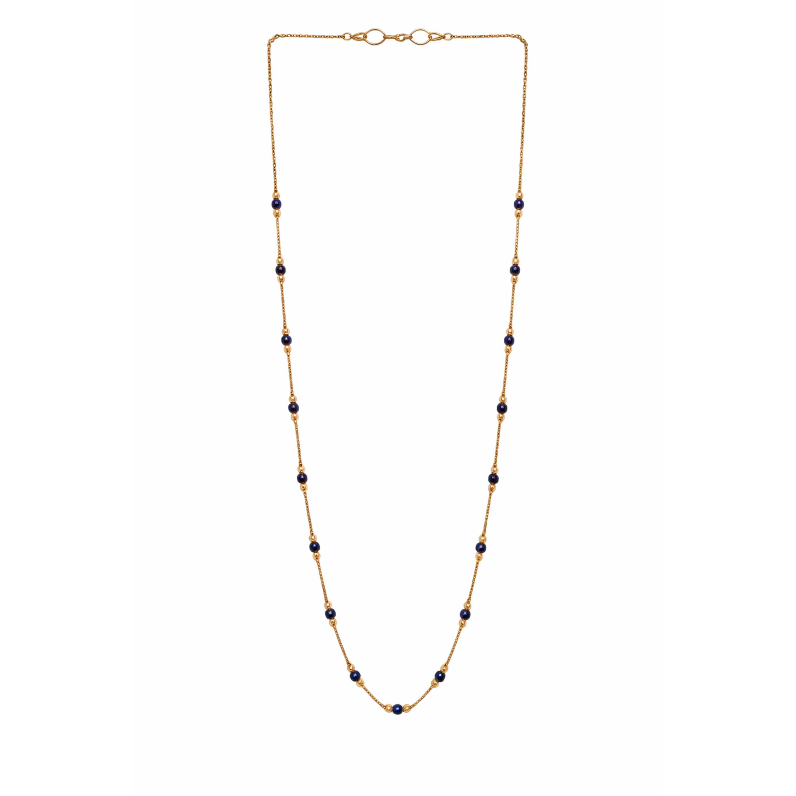 Namivaa Beaded Chain Necklace with Blue Crystal Beads Elegant Women's Gift Jewelry Trendy Daily Wear