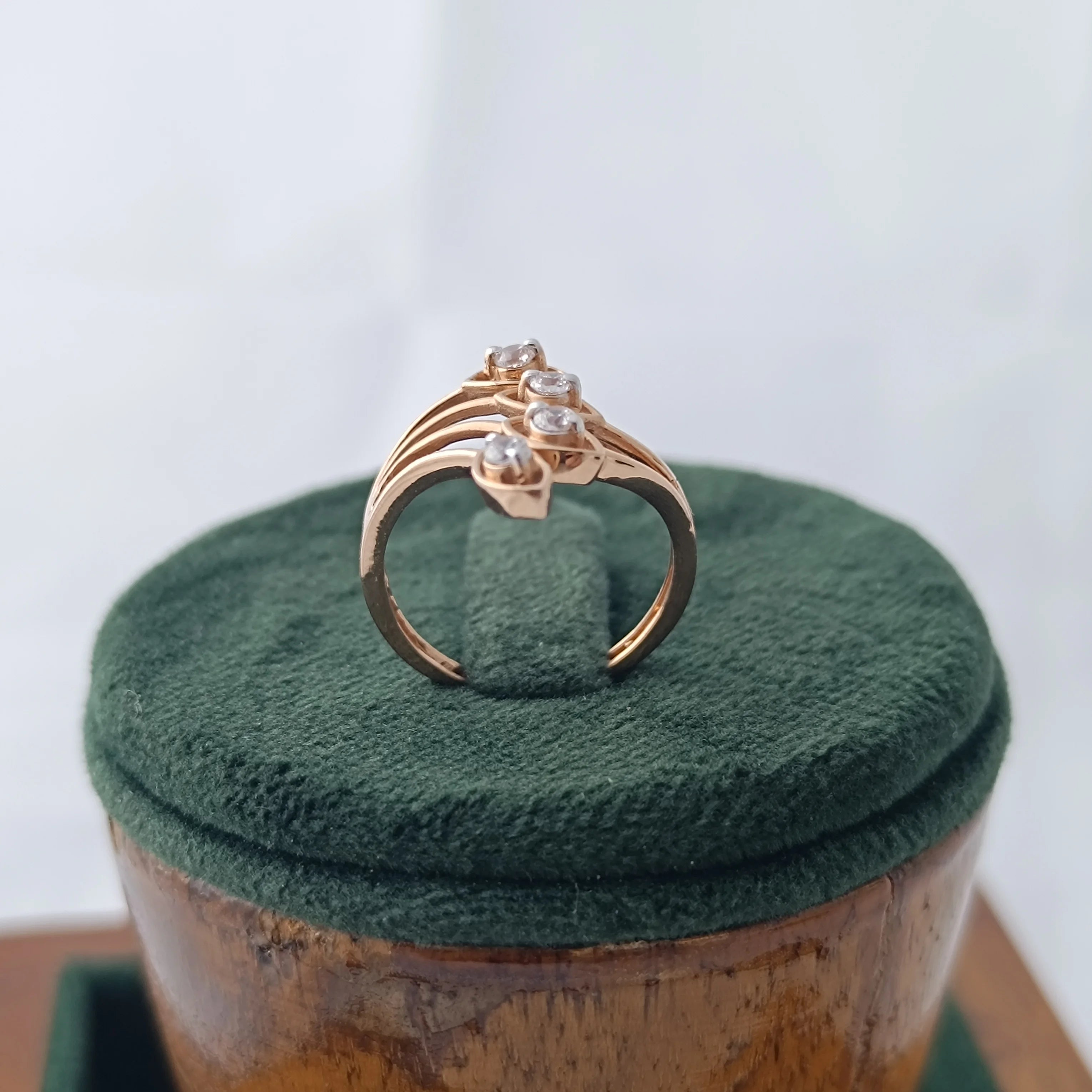 18ct Gold Marquise Cut Cubic Zirconia Gemstone Rings Multi Layer Leaf Design for Women Elegant Fashion Wedding Engagement Party