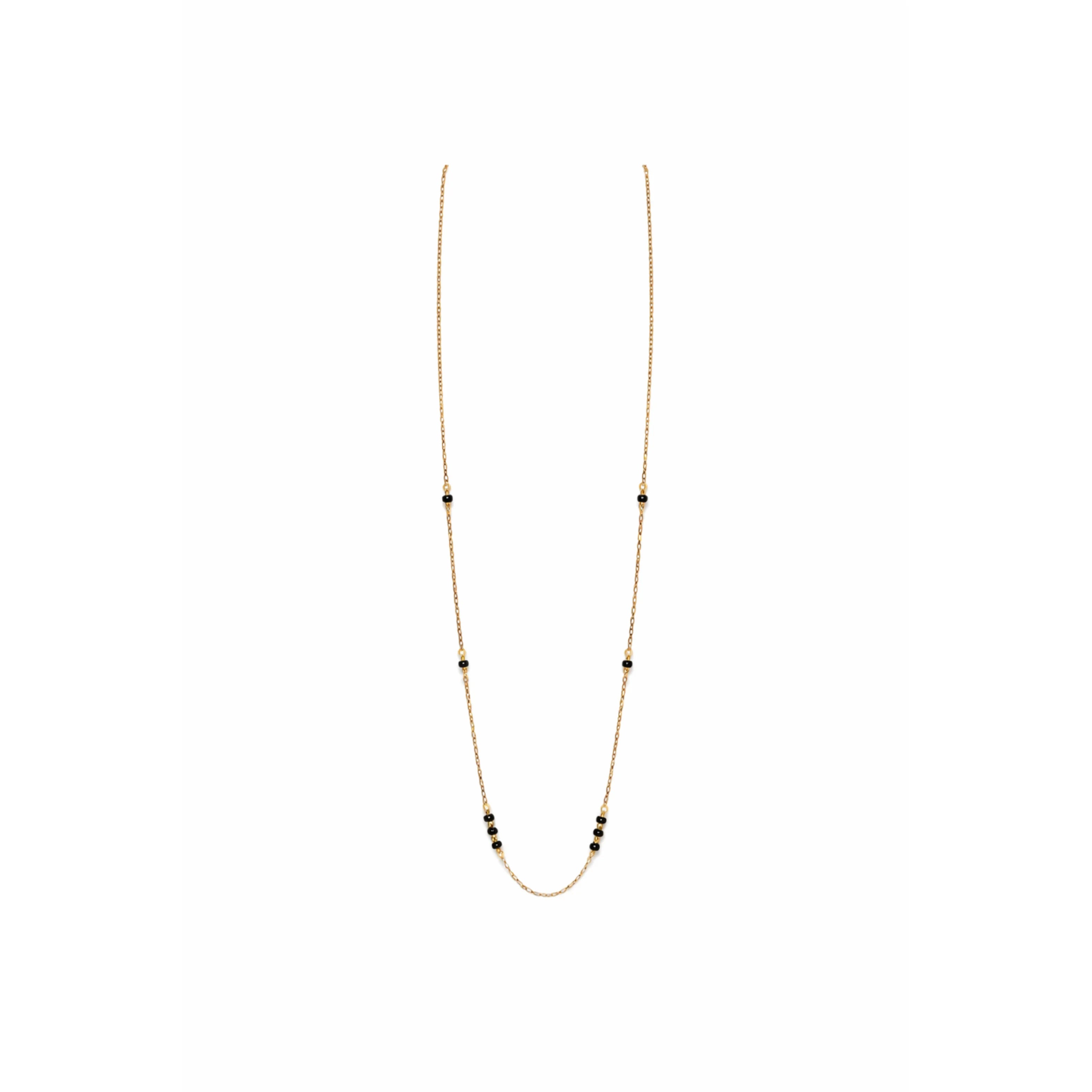 Fashion 18CT Rose Gold Midnight Bead Statement Necklace Women Minimalist Black Moti Link Chain Certified Jewelry