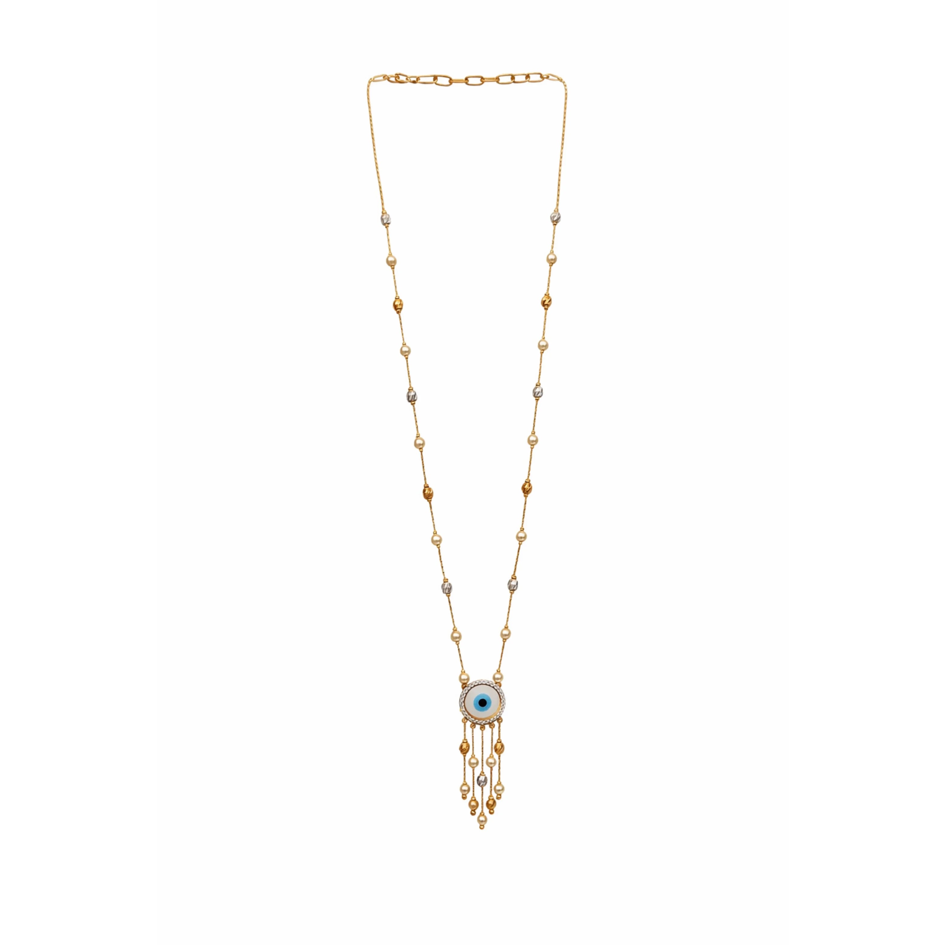 Fashion 18K Gold Minimalist Symbolic Pendant Necklace for Women Dainty White Pearl Tassel Drop Charm Link Chain Jewelry