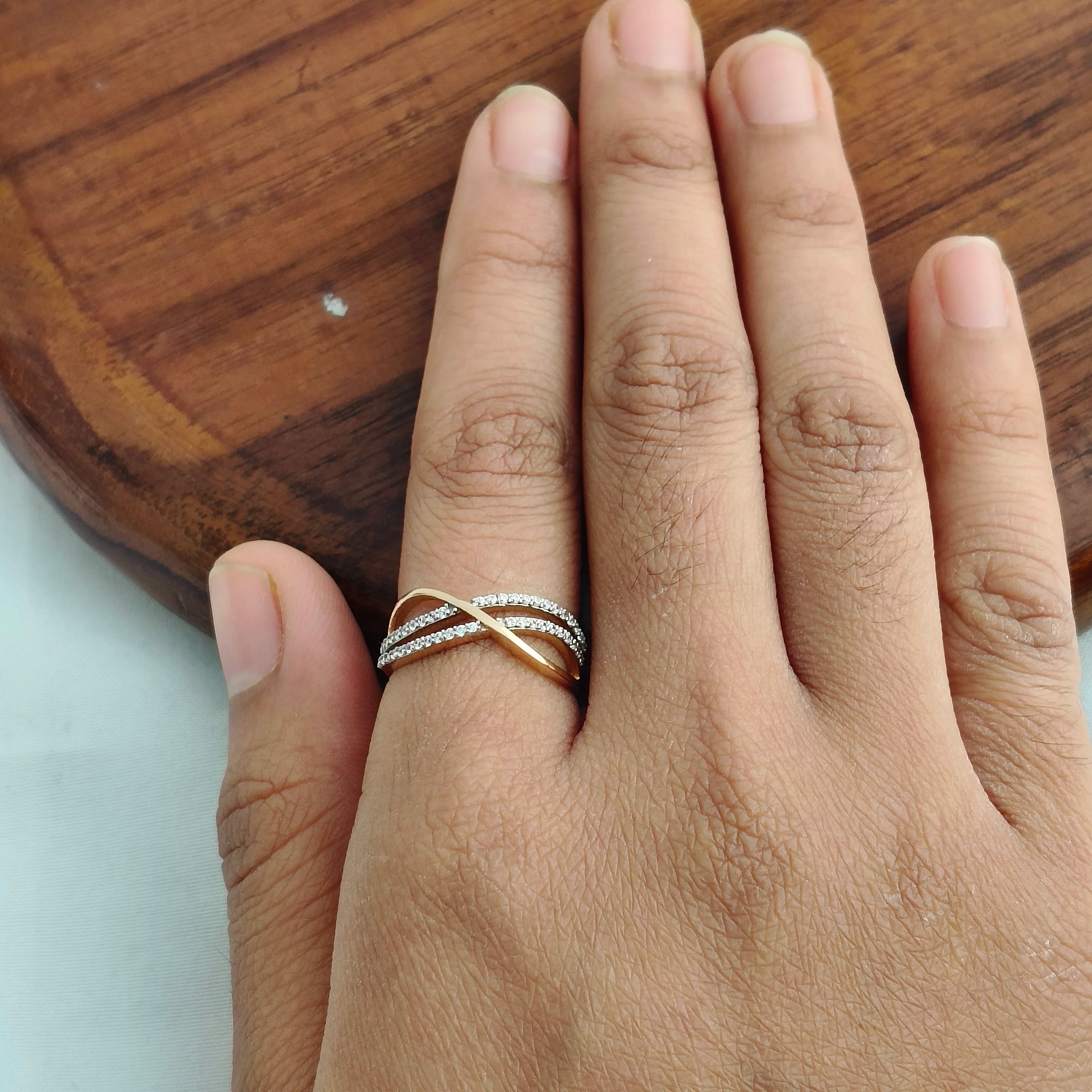 Namivaa 18K Rose Gold Infinity Twist Ring Women Multi Row Band Minimalist Elegant Daily Wear Party High Polish Finish
