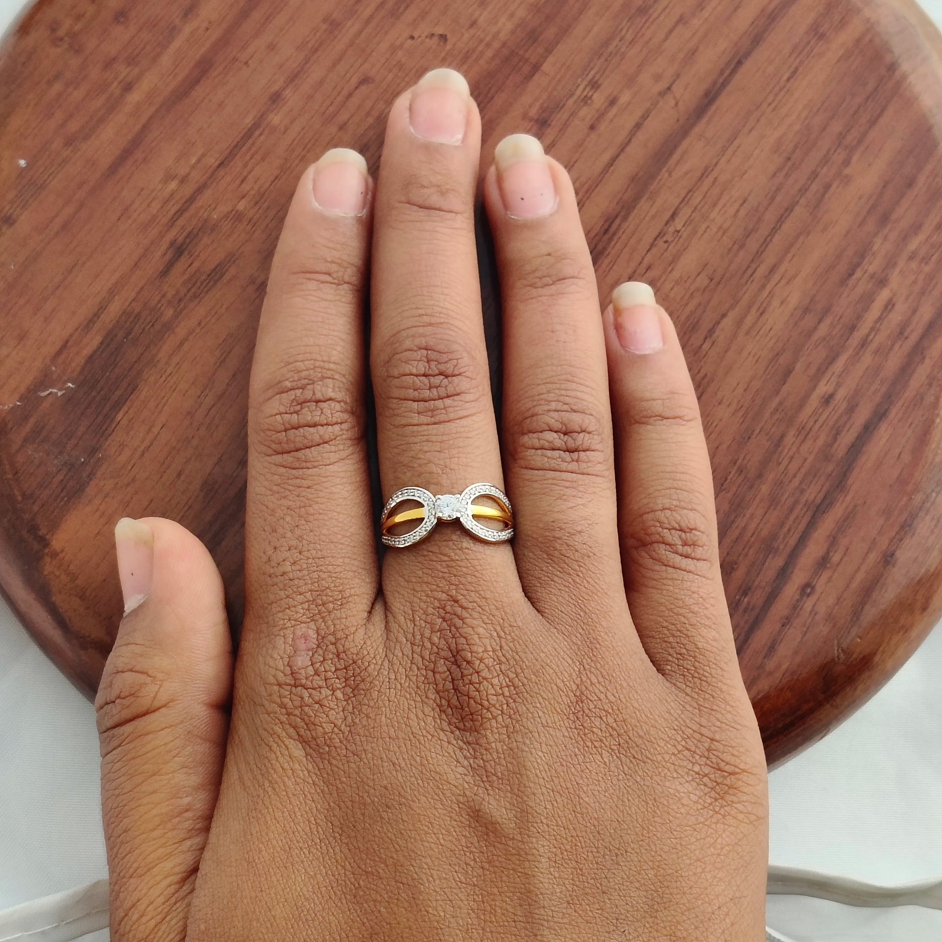 Namivaa 18K Rose Gold Bow Infinity Ring Women Elegant Pave Setting Fine Jewelry Wedding Party Gift High Polish