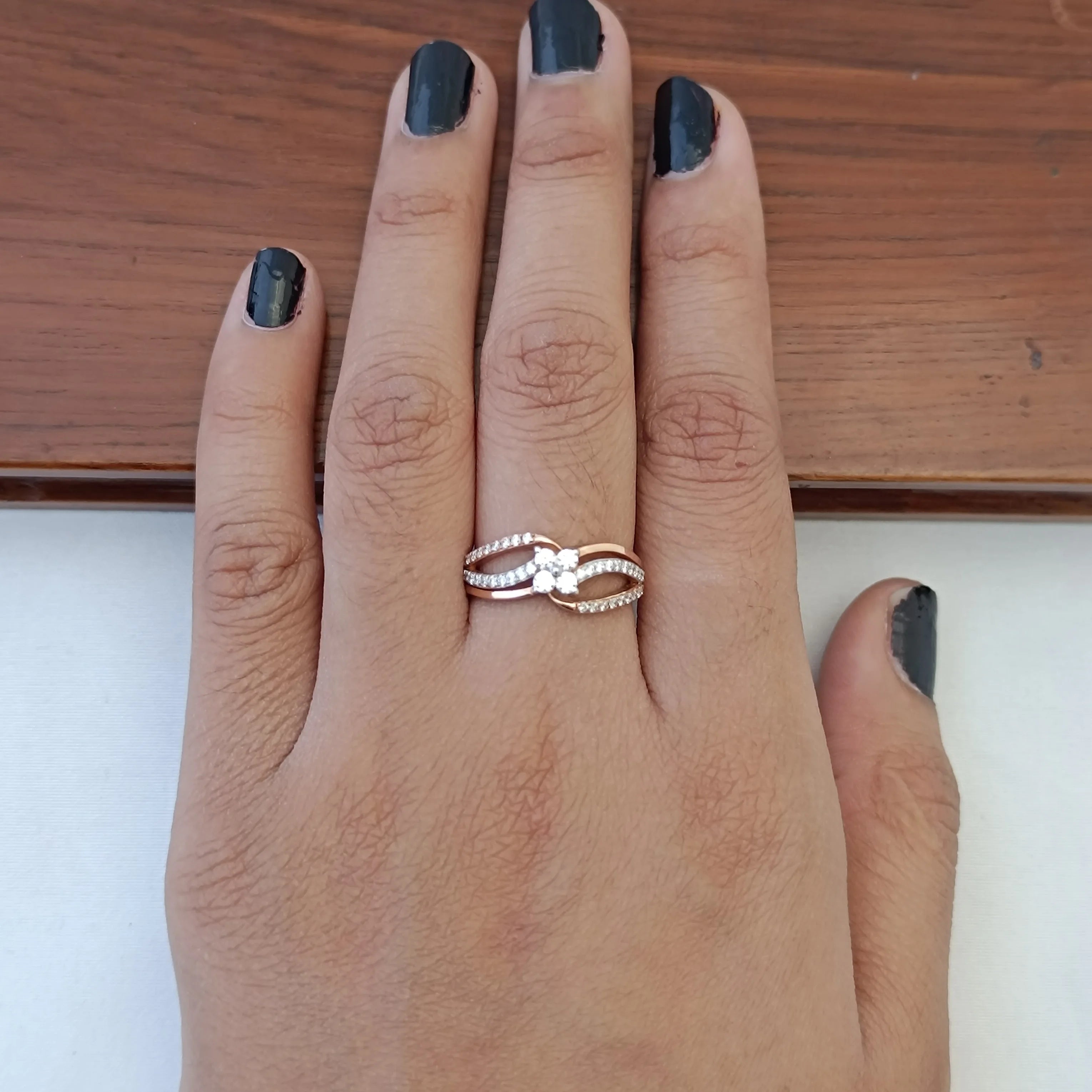 Namivaa Other Flower Cluster Women Elegant Twist Band Engagement Wedding Ring Fine Jewelry High Polish Finish