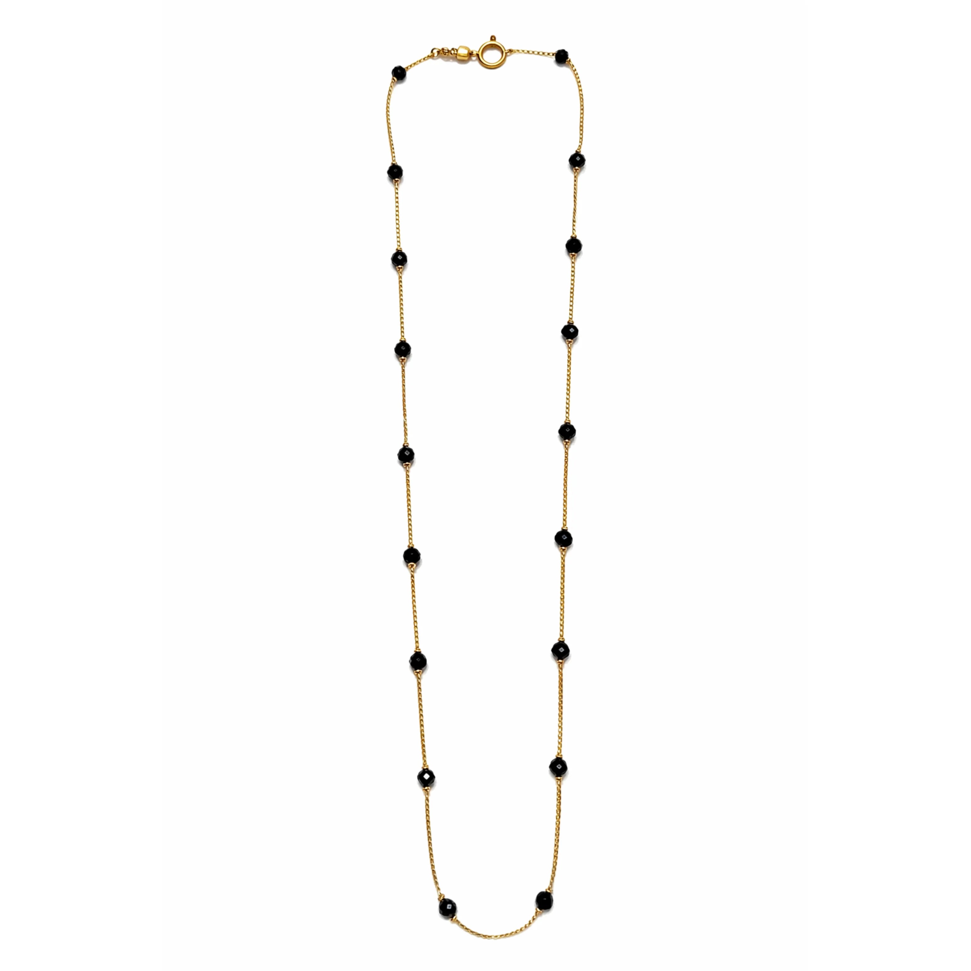 Fashion 18K Rose Gold Black Bead Link Chain Statement Necklace Women Minimalist Elegant Jewelry Gift