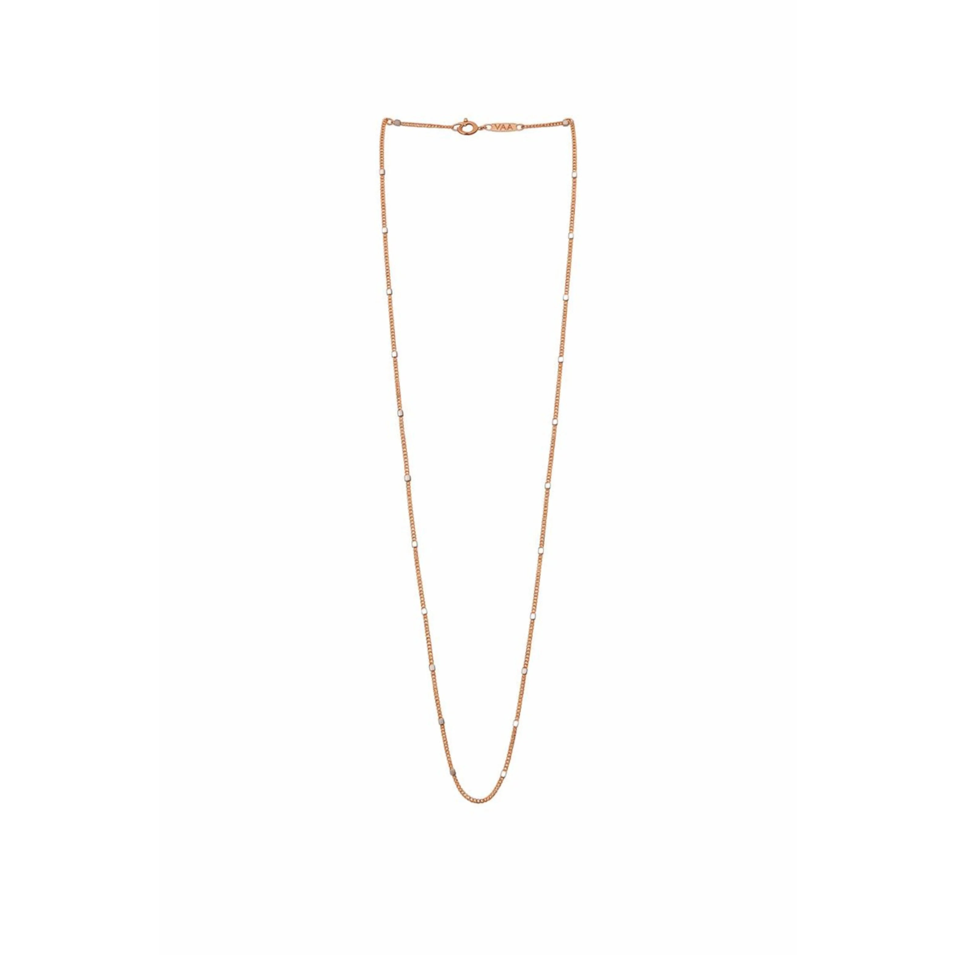 Solid 18K Rose Gold Snake Chain Necklace with Bar Accents Minimalist Elegant Women's Party Jewelry
