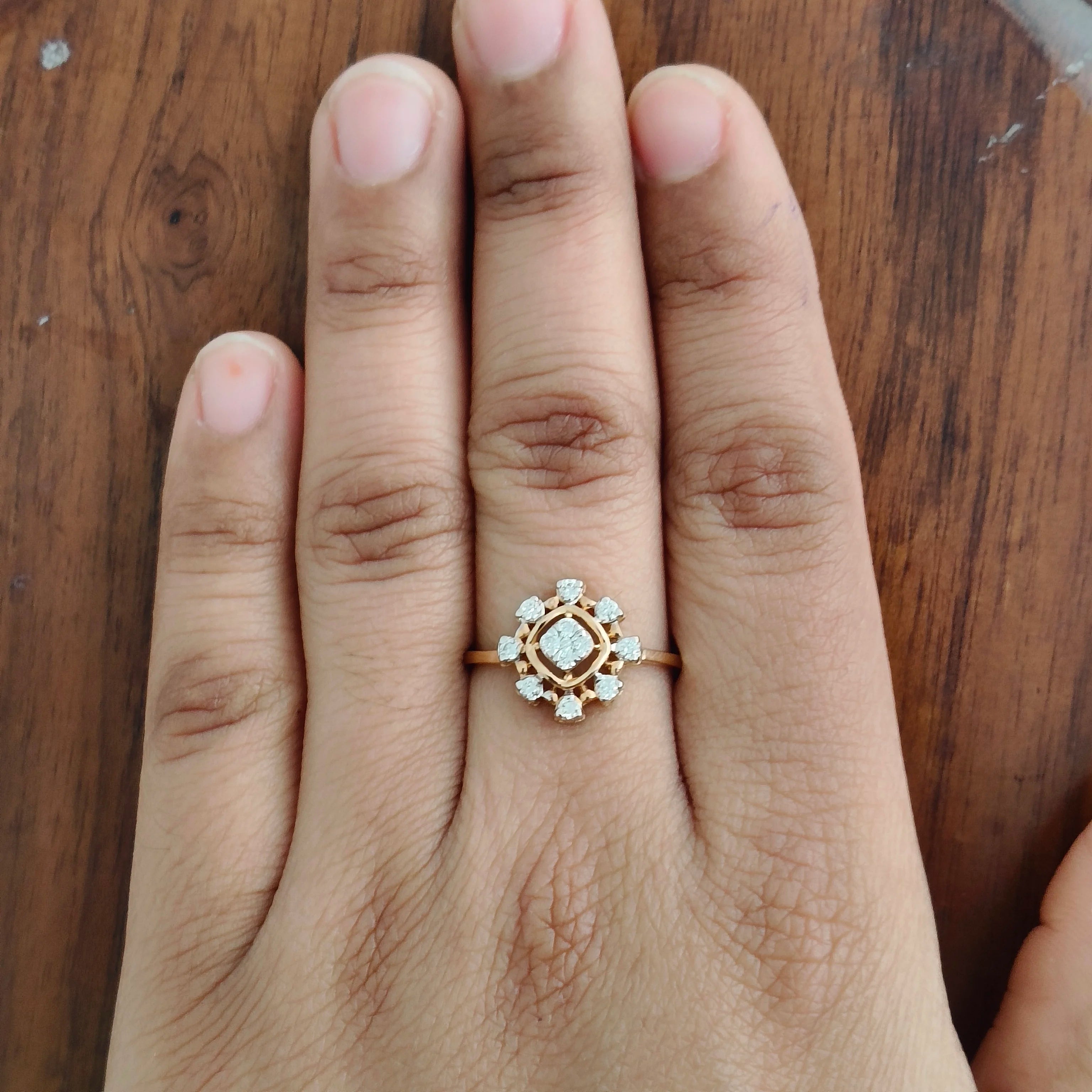 Namivaa Floral Halo Engagement Ring Women Vintage Cluster Bridal Wedding Promise Ring Fine Jewelry High Polish