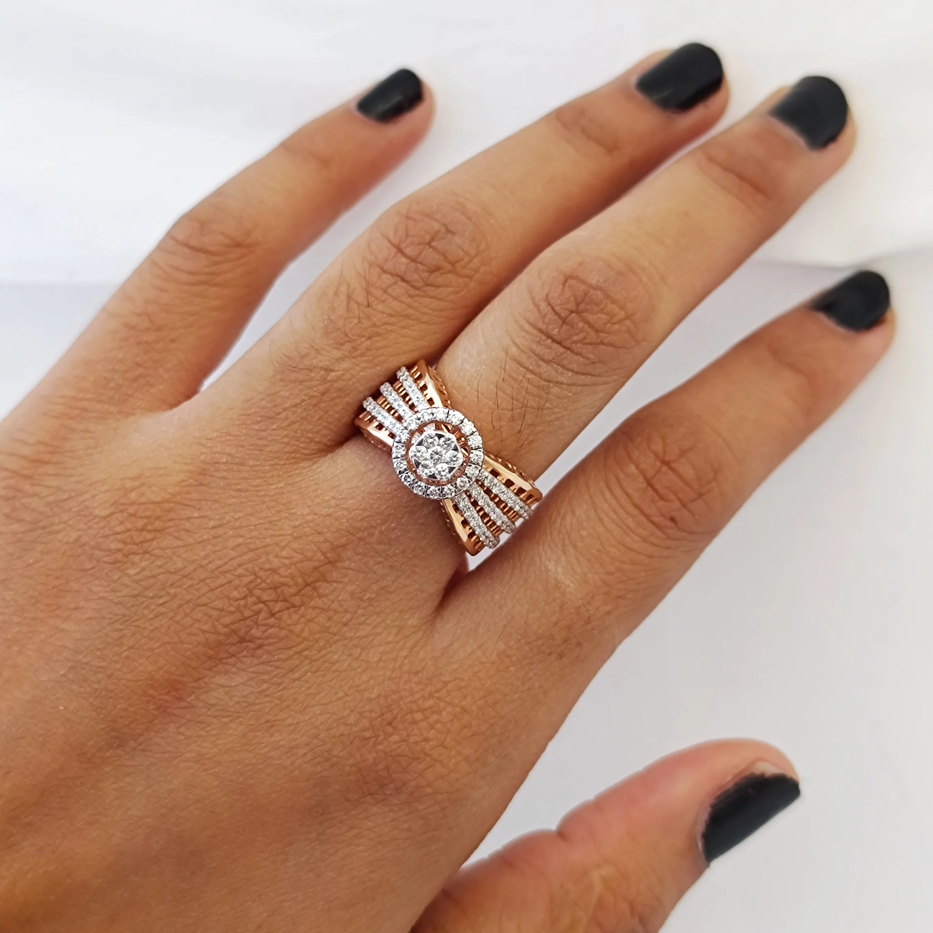 Namivaa Halo Cluster Engagement Ring Women Luxury Multi Row Band Wedding Party Fine Jewelry High Polish Micro Insert