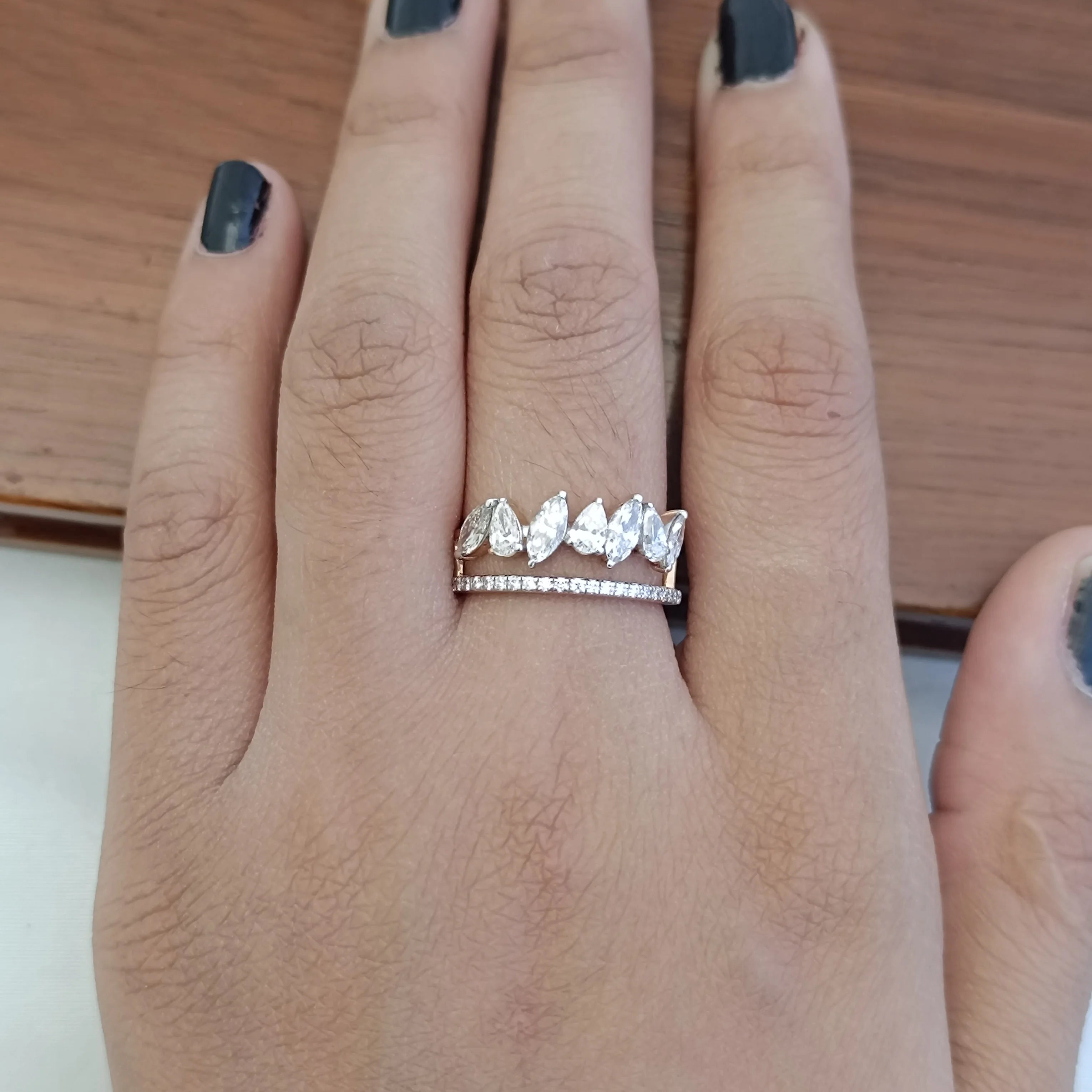 Namivaa 14ct Gold Marquise Cut Diamond Cluster Wedding Band Ring for Women Elegant Vintage Engagement Party Jewelry No reviews yet