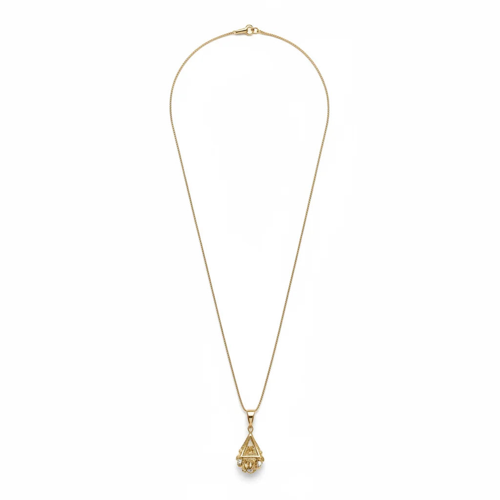 Solid 18K Gold Classic Geometric Box Chain Pendant Necklace for Women's Anniversary Gift & Party Occasions