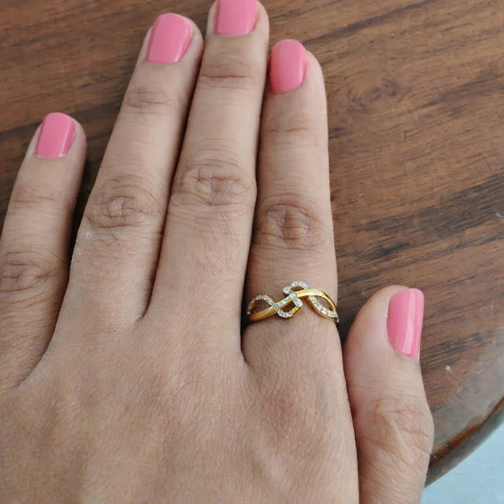 Namivaa Infinity Twist Ring Pave Set Elegant Minimalist Band for Women Wedding Party Daily Wear Gift