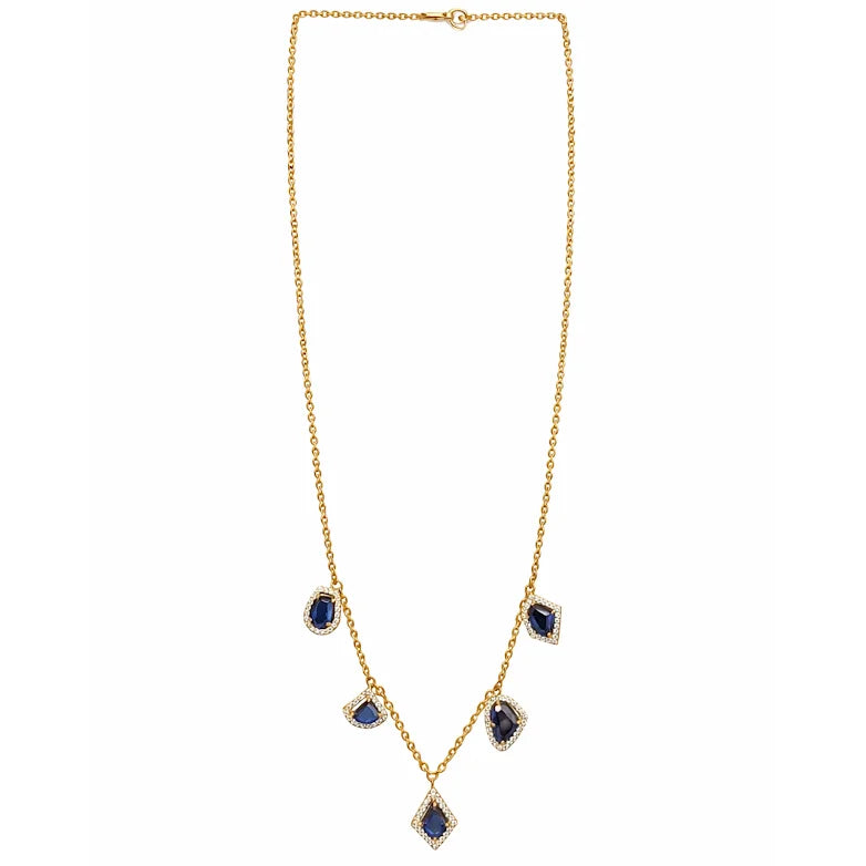 Luxury 18K Rose Gold Charm Pendant with Premium Blue Polki Stones and American Sparkling Micro Crystals Revalia Women