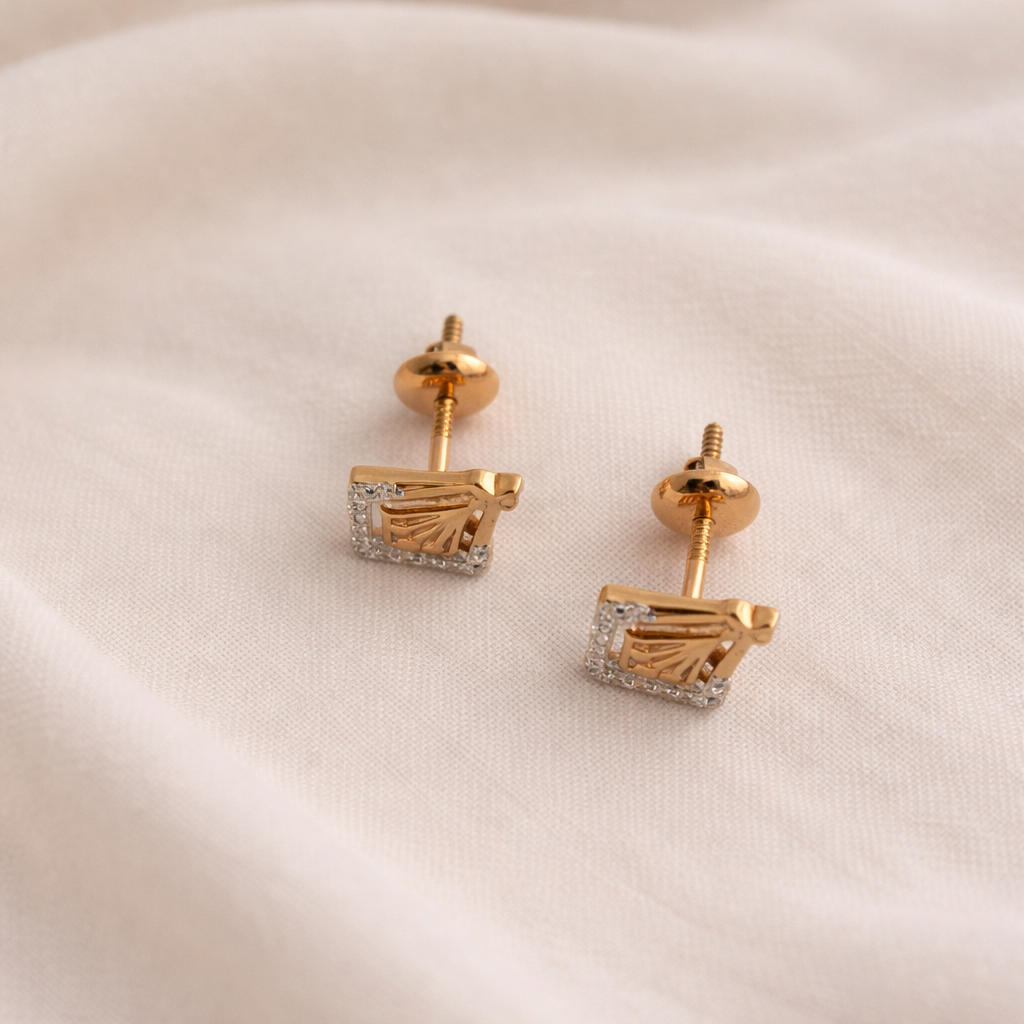 Namivaa 18K Rose Gold Plated Imperial Radiance Pendant Set – Elegant Rhombus Diamond-Studded Pendant and Matching Earrings for Women