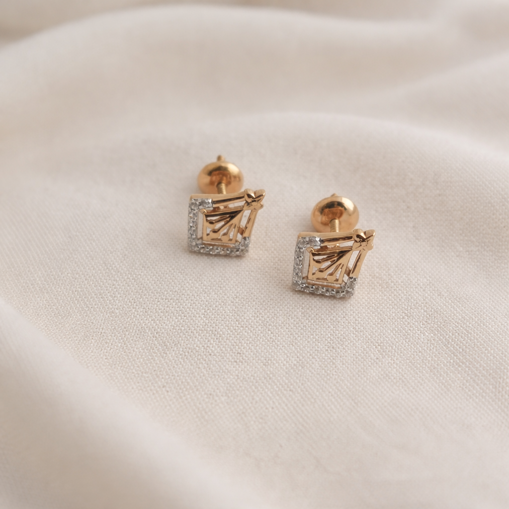 Namivaa 18K Rose Gold Plated Imperial Radiance Pendant Set – Elegant Rhombus Diamond-Studded Pendant and Matching Earrings for Women