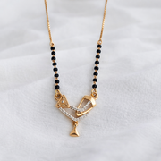 Namivaa 18K Rose Gold Plated Modern Geometric Mangalsutra – Contemporary V-Shape Diamond-Studded Daily Wear for Women