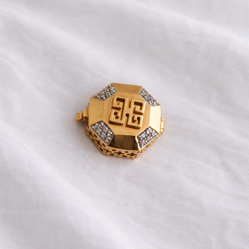 Namivaa 18K Rose Gold Plated Octagonal Designer Button – Luxury Filigree Shirt Accessory with Zirconia Accents