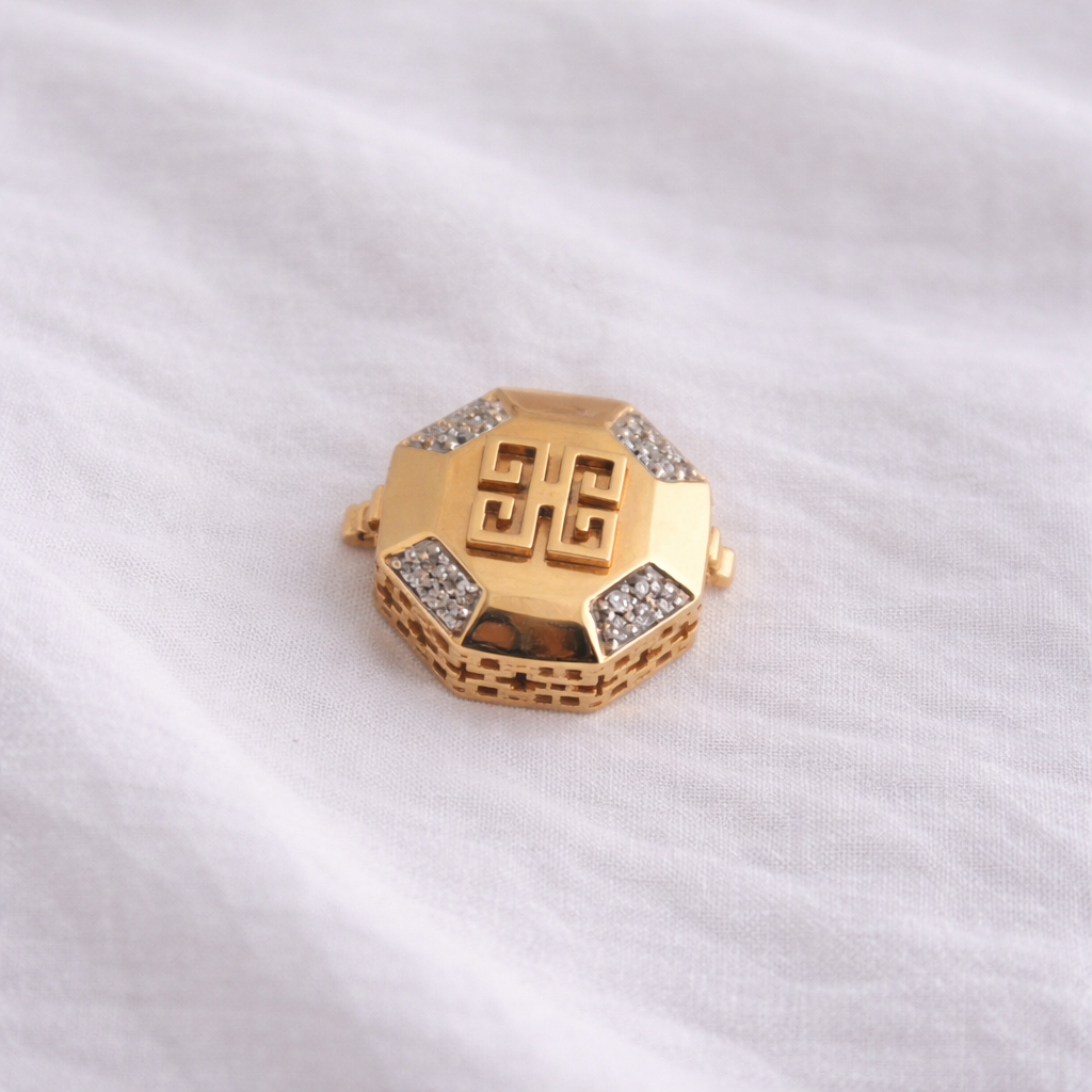 Namivaa 18K Rose Gold Plated Octagonal Designer Button – Luxury Filigree Shirt Accessory with Zirconia Accents