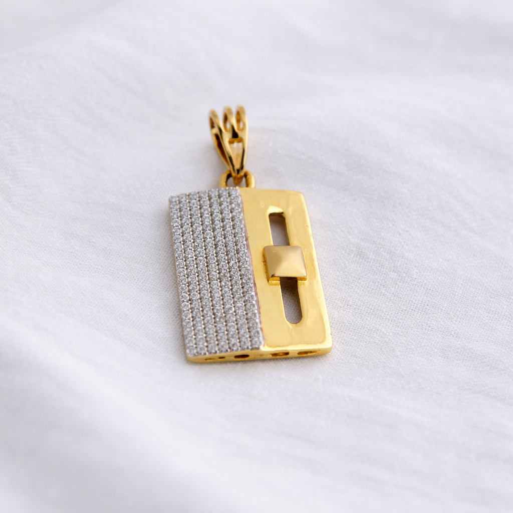Namivaa 22K Yellow Gold Plated Zenith Pendant – Architectural Rectangular Two-Tone Statement Pendant for Men & Women