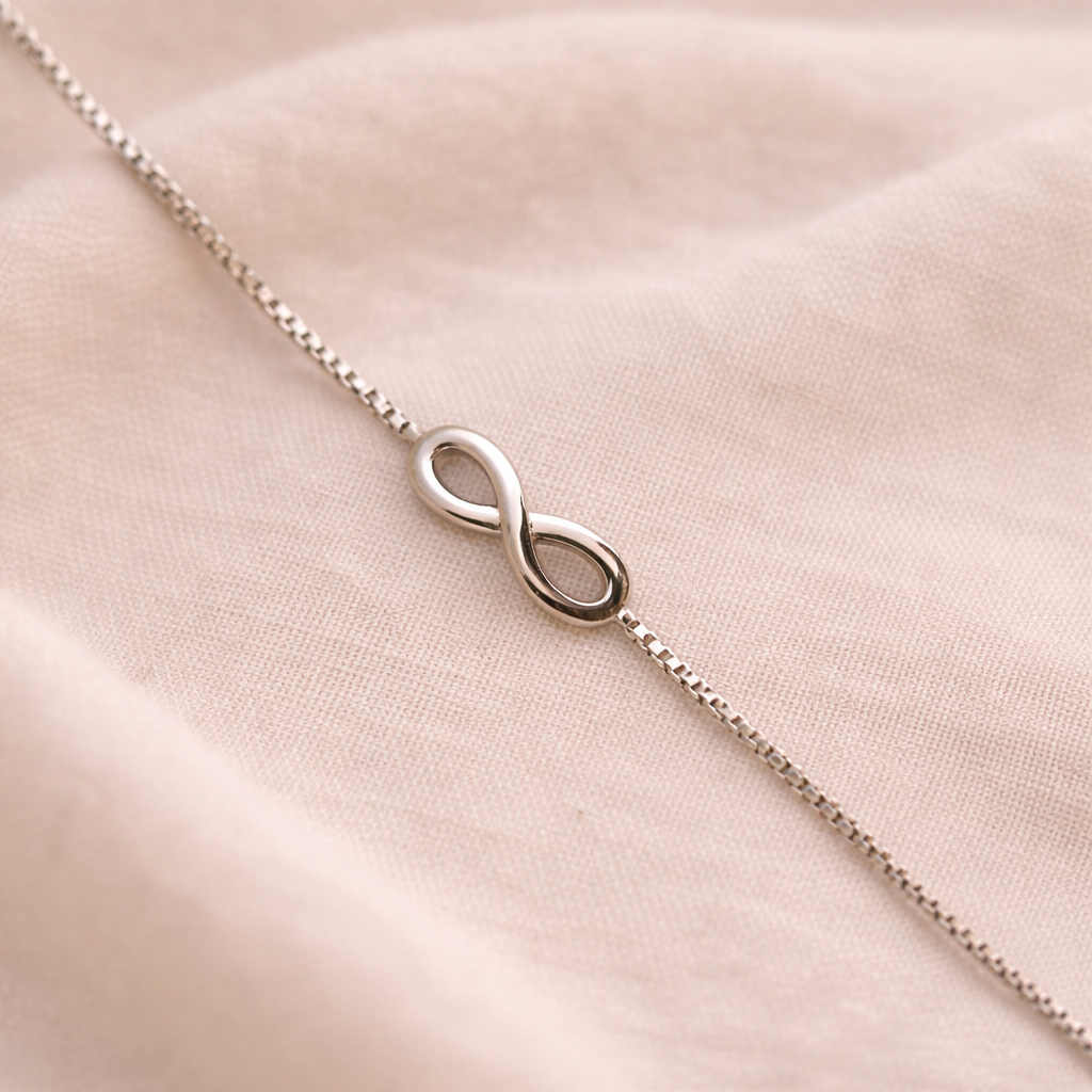 Namivaa Sterling Silver Infinity Box Silver Chain Anklet – Elegant Adjustable Foot Jewelry for Women