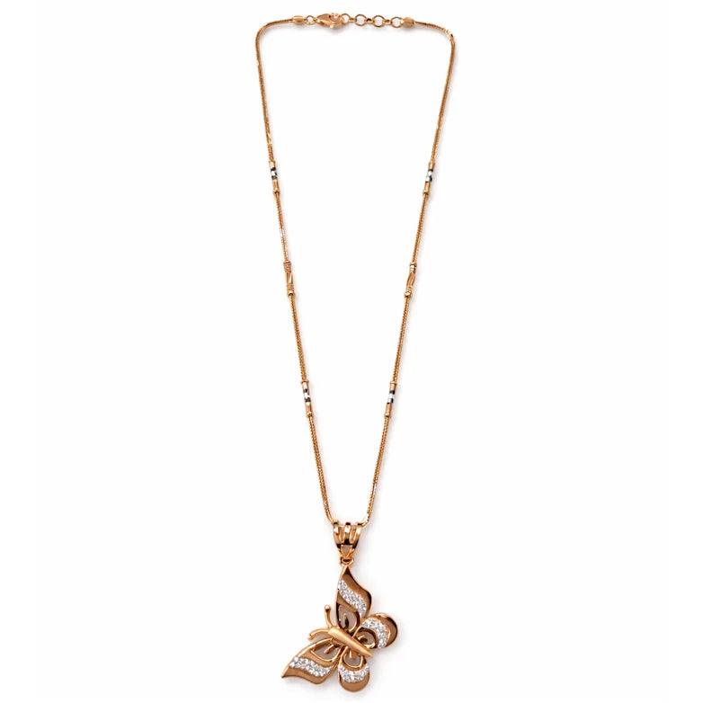 Elegant 18K Rose Gold Luxury Butterfly Pendant Necklace Brilliant White Cut Accents Women Sophisticated Jewelry Gift