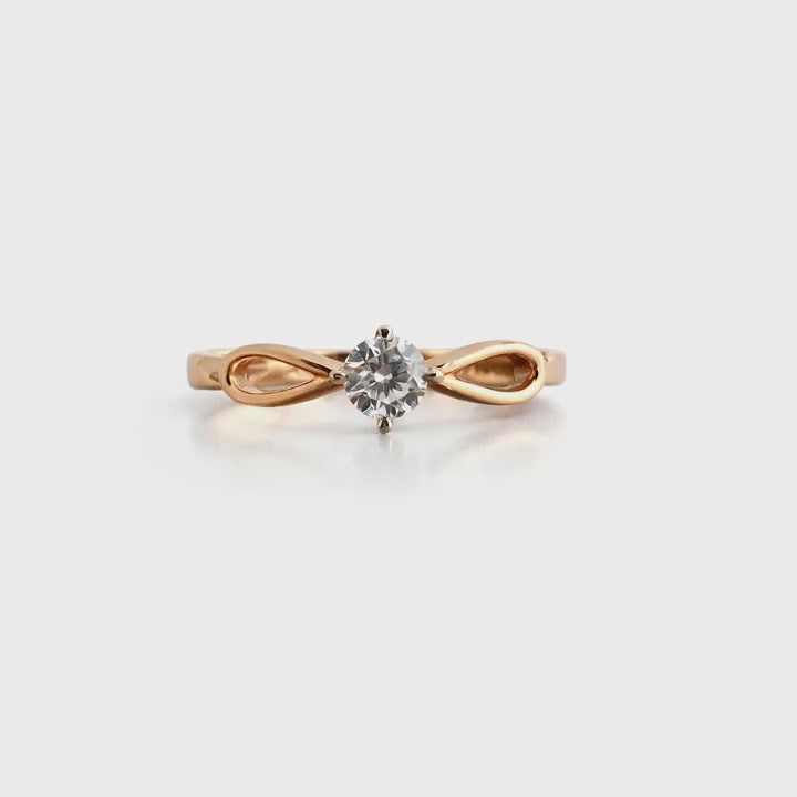 Load video: Namivaa 18K Rose Gold Solitaire Diamond Infinity Ring Minimalist Twist Design Women Engagement Wedding Daily Wear High Polish