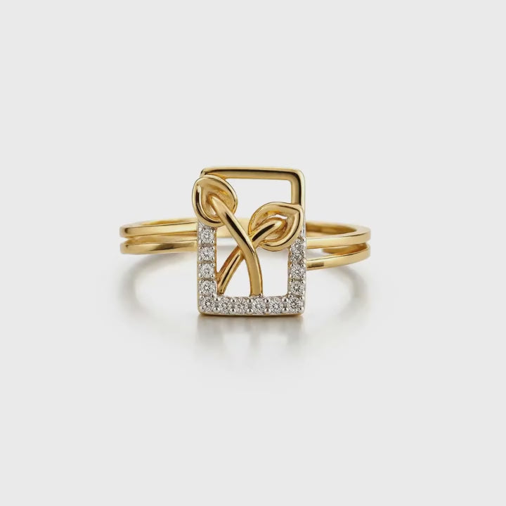 Load video: Namivaa Geometric Floral Square Gemstone Ring Women Modern Minimalist Wedding Anniversary Party Fine Jewelry Gift