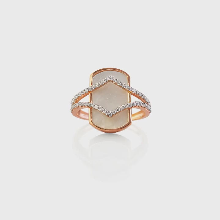 Load video: Namivaa Geometric Hexagon Design Elegant Statement Party Halo Ring for Women